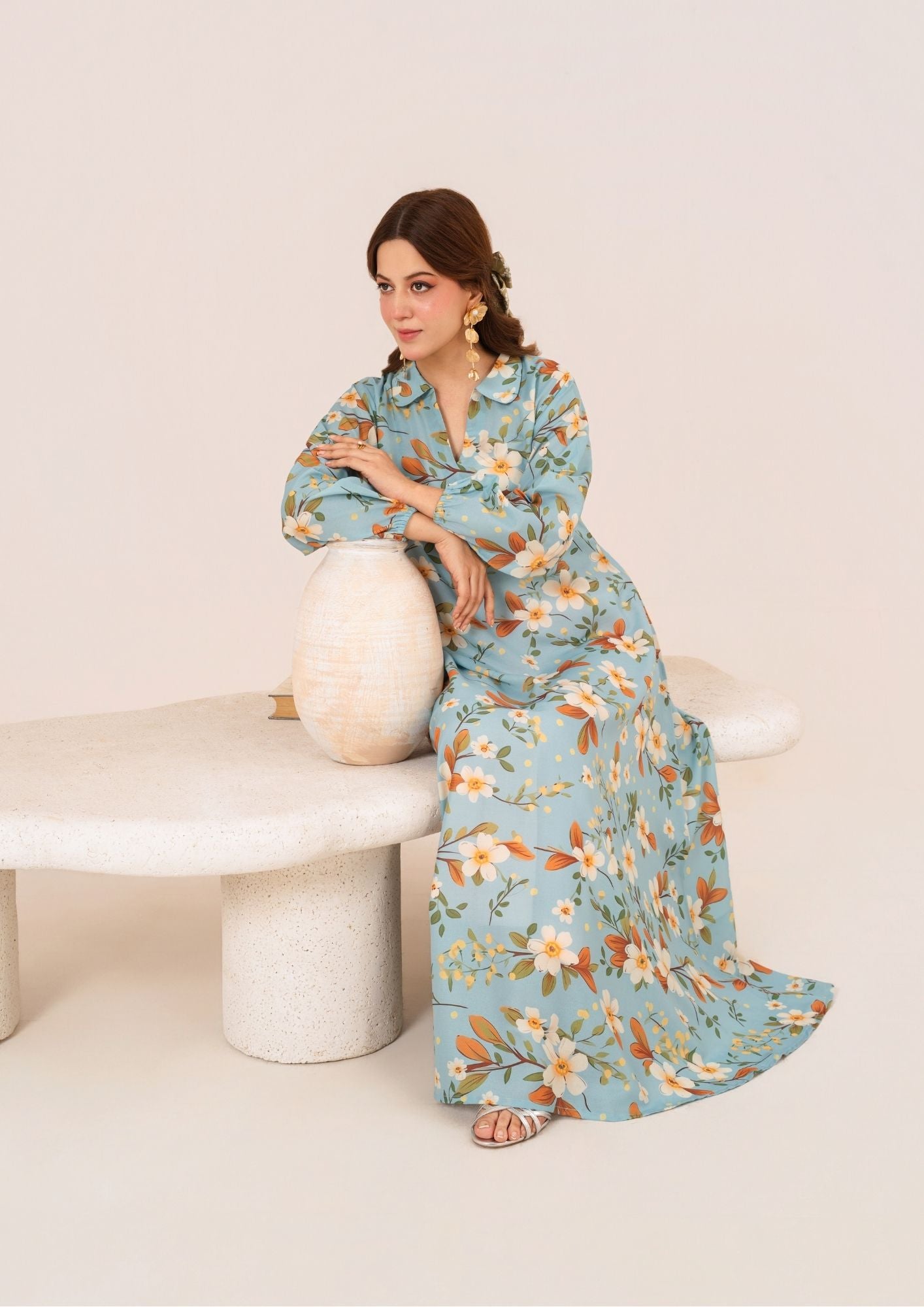 swiss cotton Pishwas in Ice blue