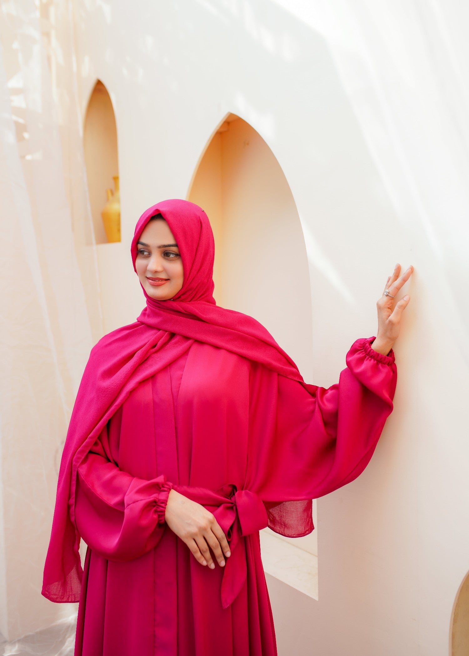 nidha Abaya in Hot pink