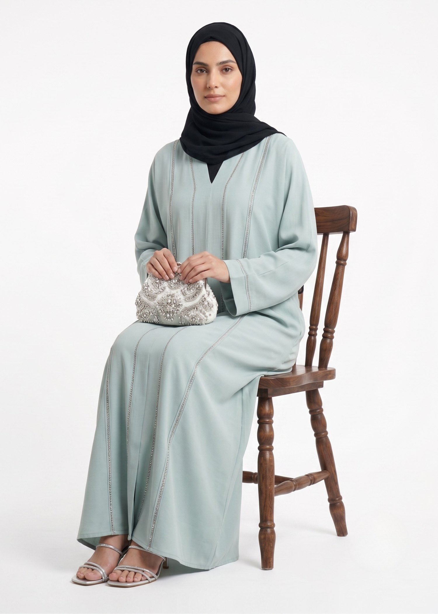 nidha Abaya in Aquamarine