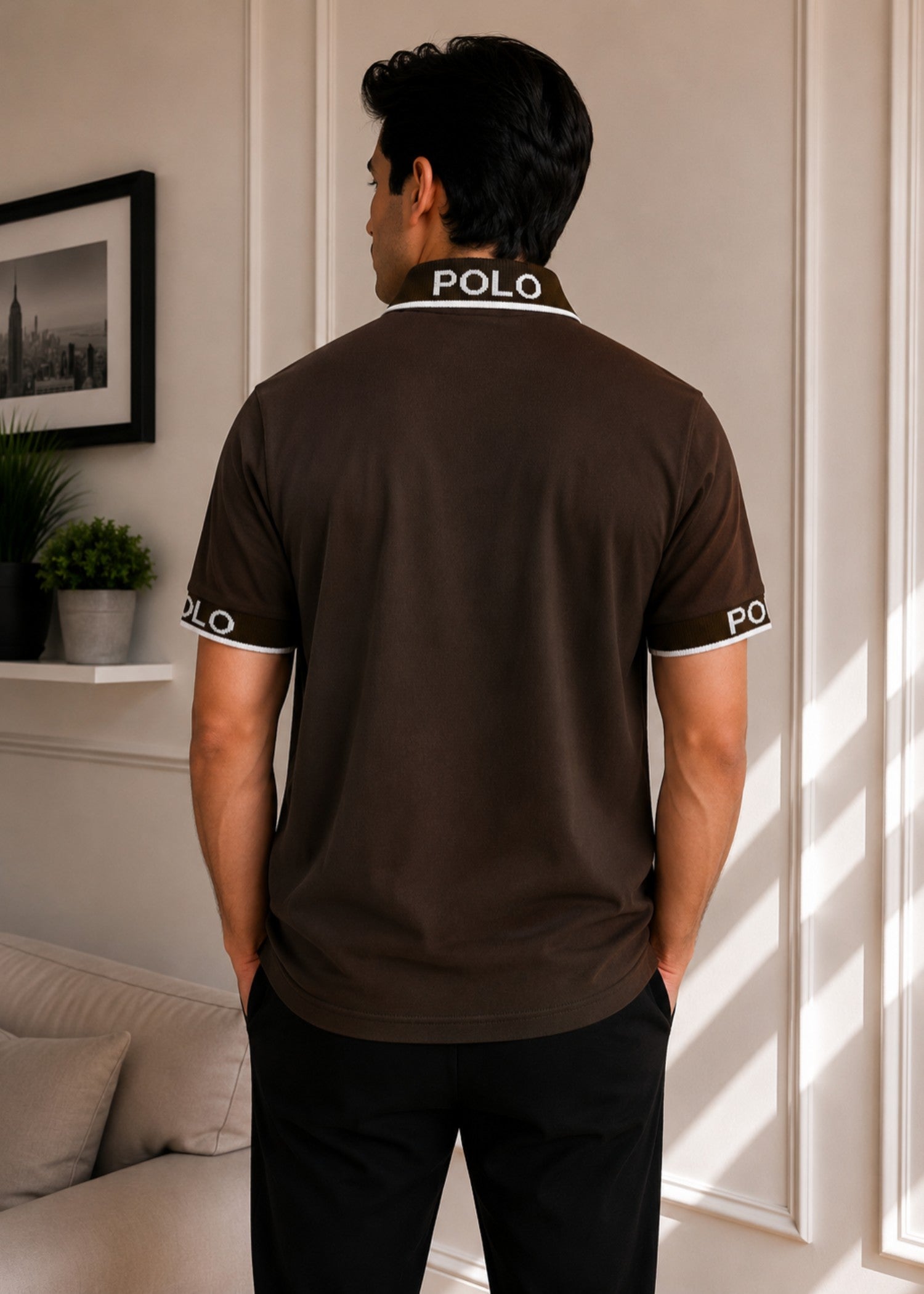 cotton Polo Shirt in Brunette brown
