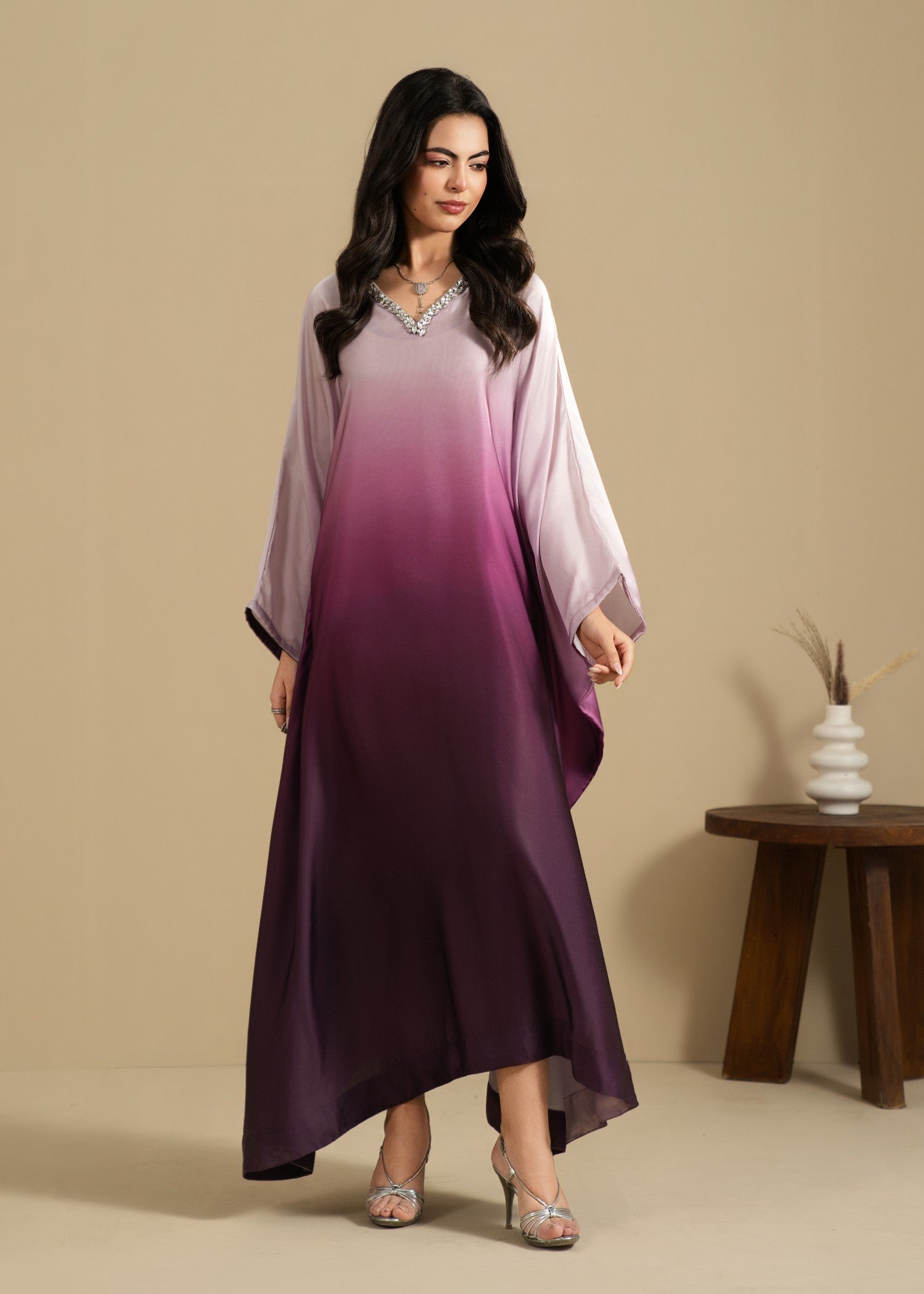 silk Kaftan in Purple