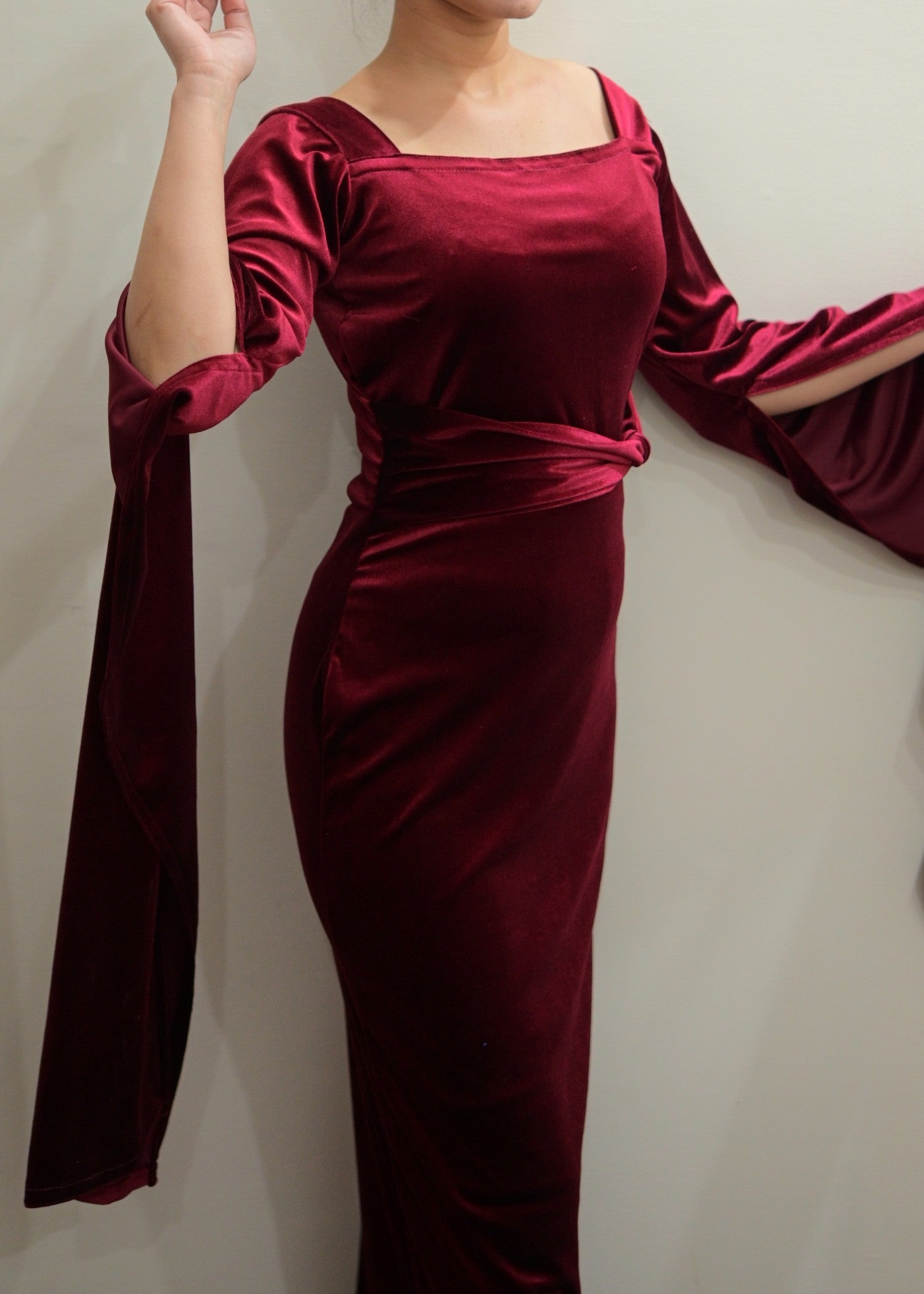 velvet Dress in Burgundy