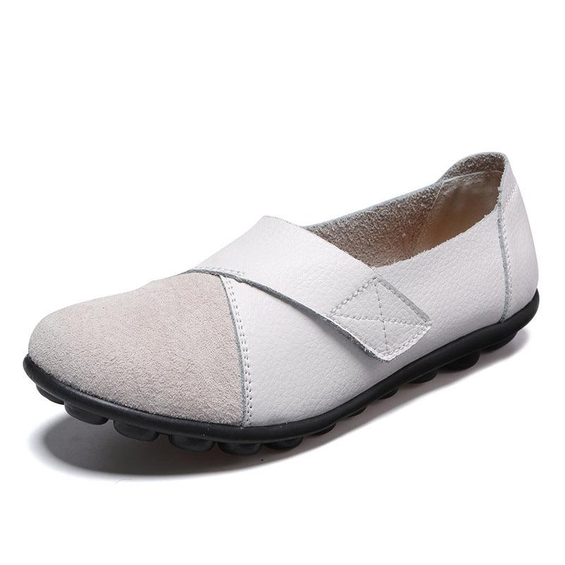 Single Shoes Suede Leather Stitching Peas Shoes Large Size Foreign Trade Cross-Border Mother Shoes Velcro