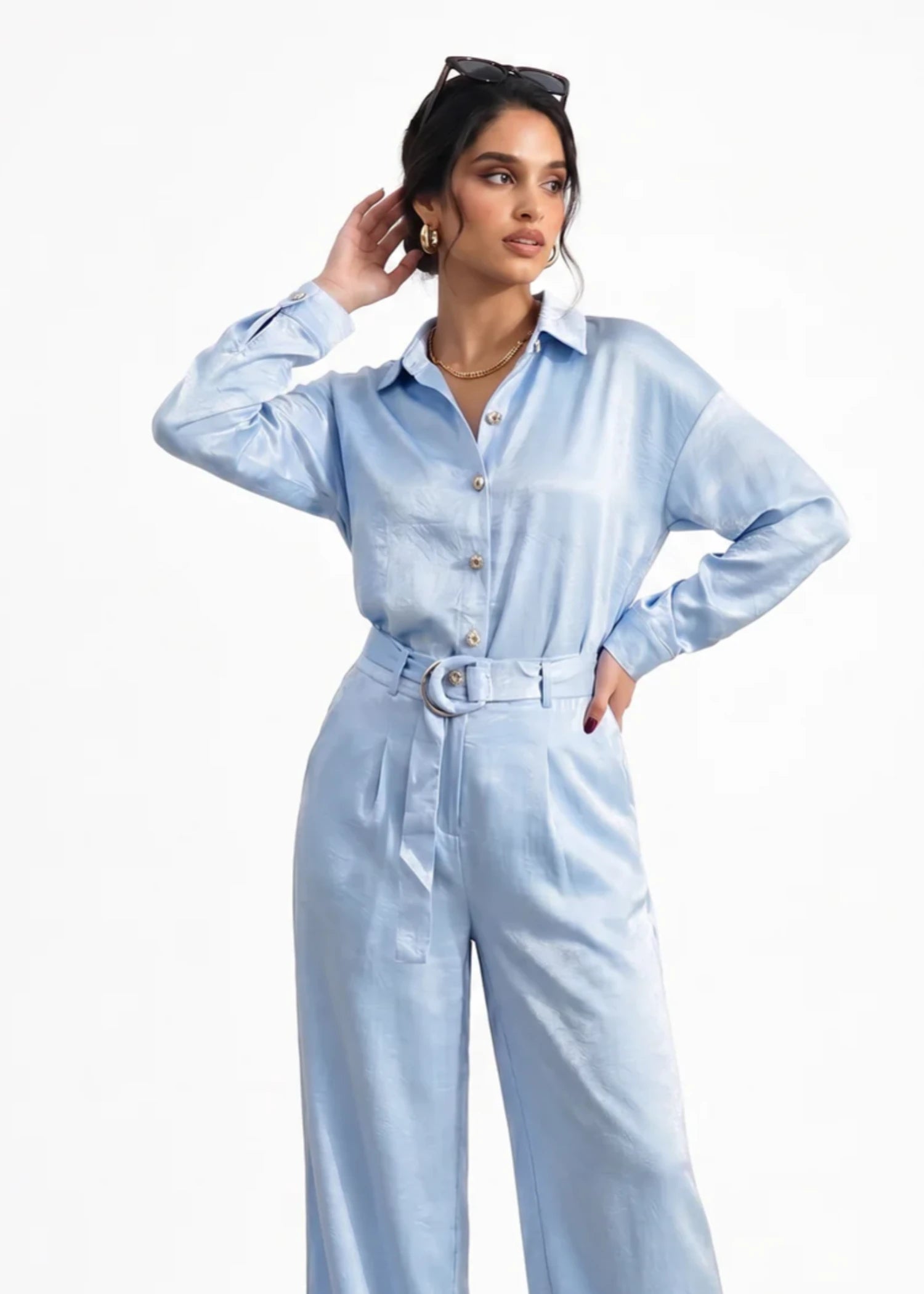 polyester Top in Ice blue