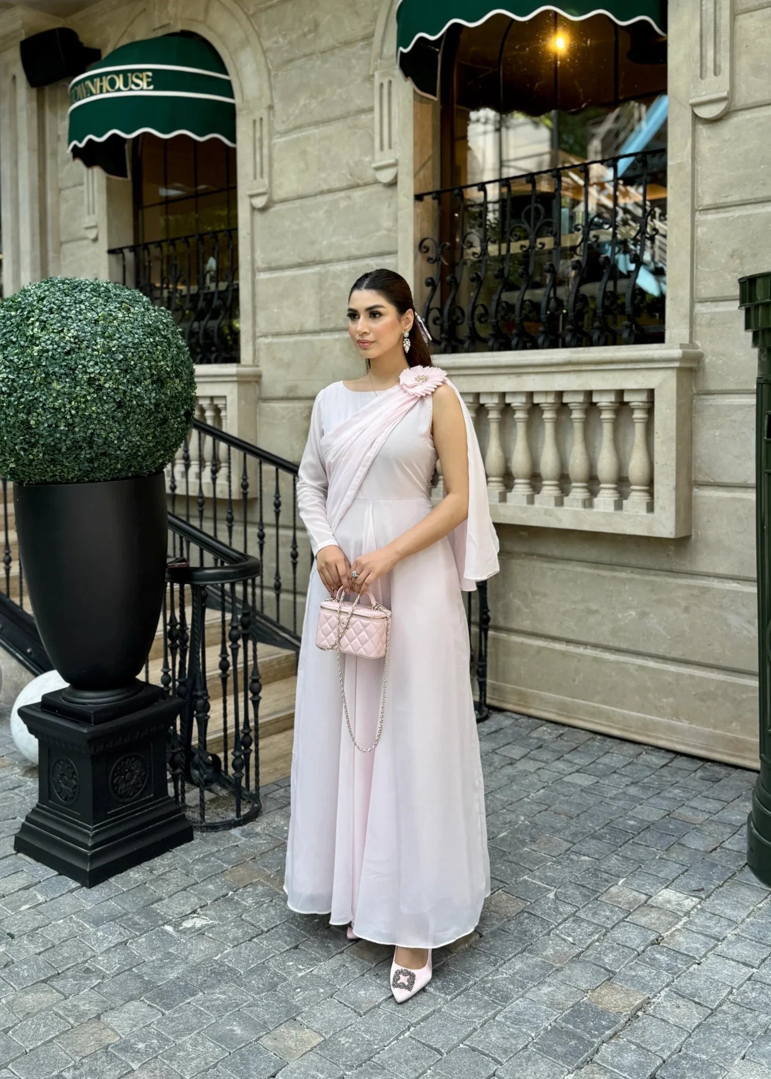 chiffon Dress in Rose pink