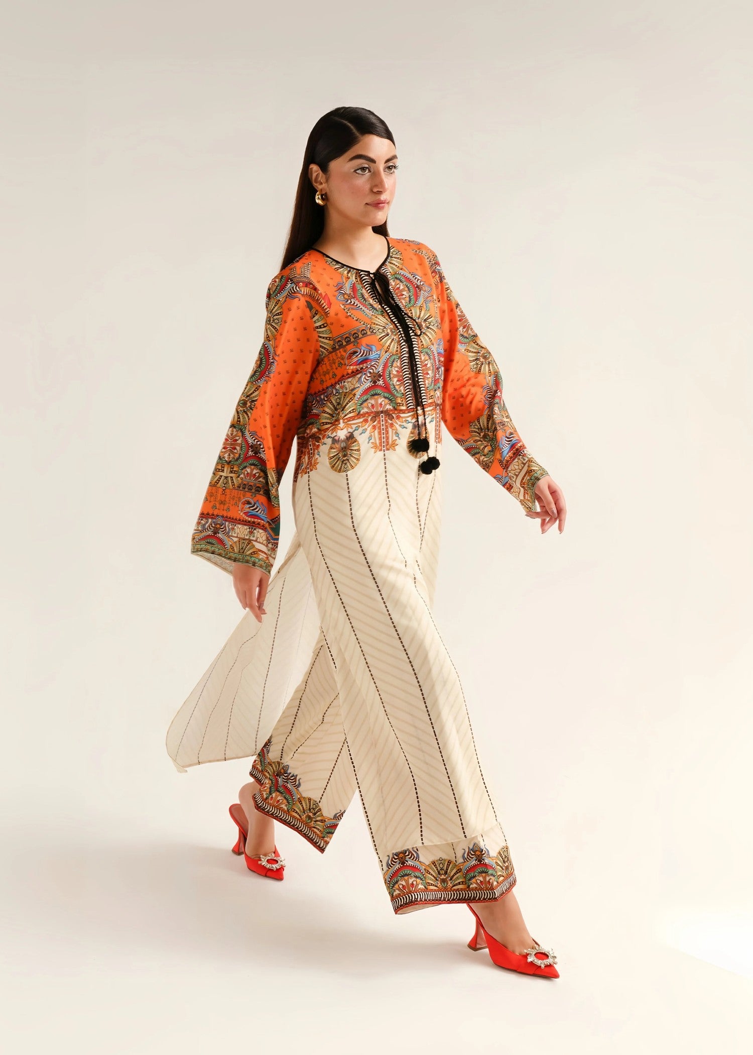 cambric Kurta Set in Multi