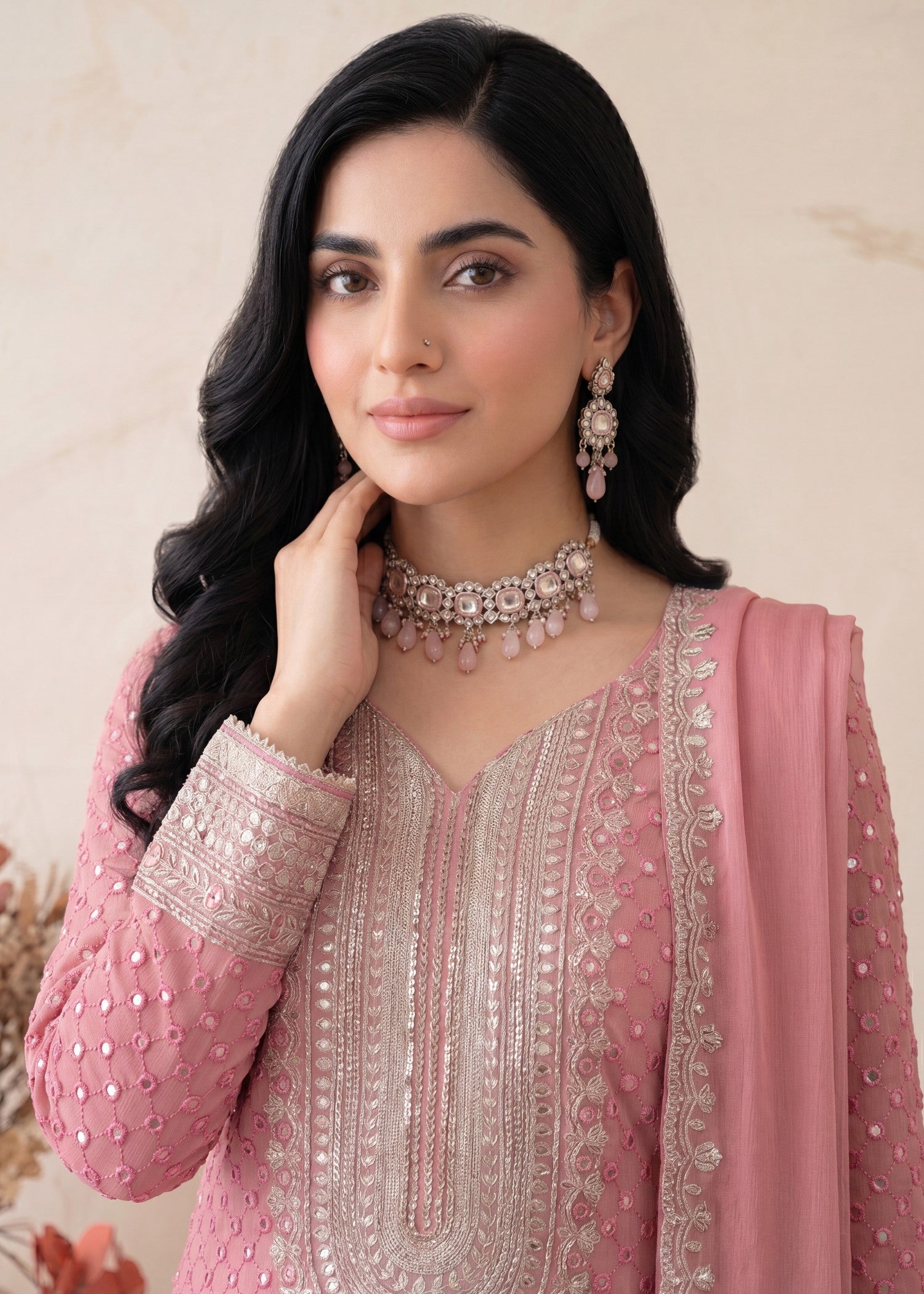 chiffon Sharara in Rose pink