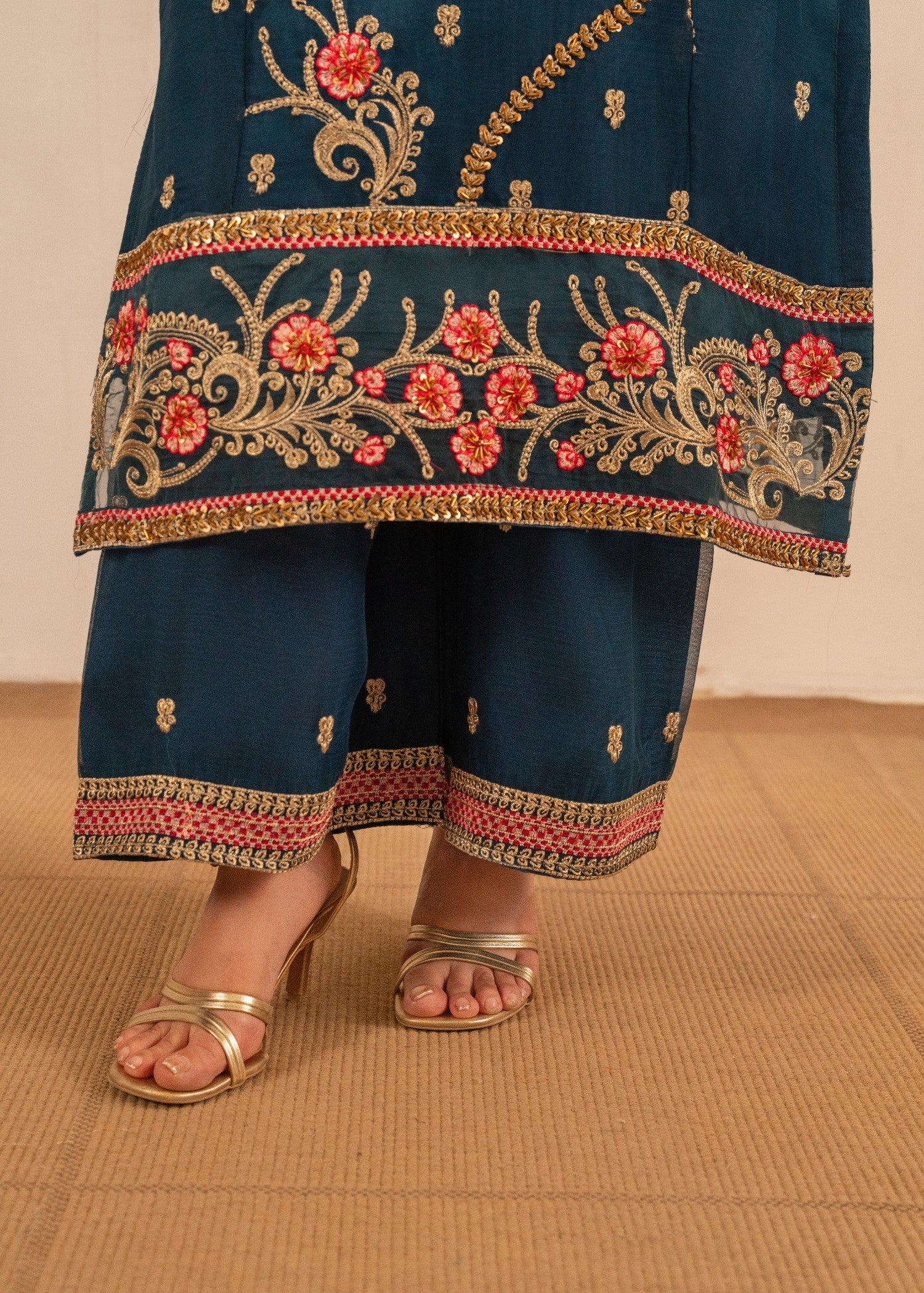 chiffon Kurta Set in Teal