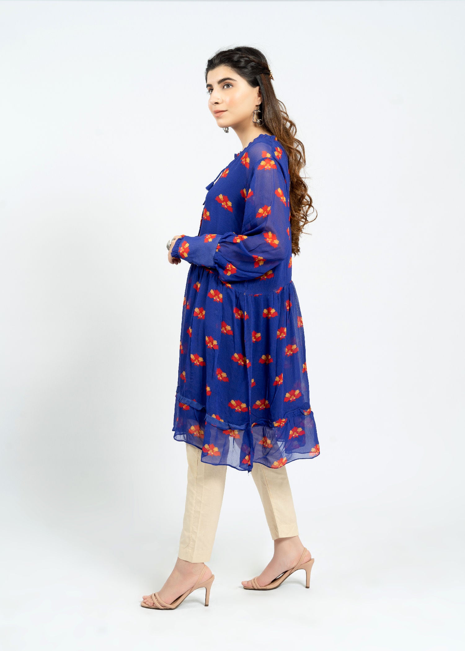 chiffon Short Frock in Blue