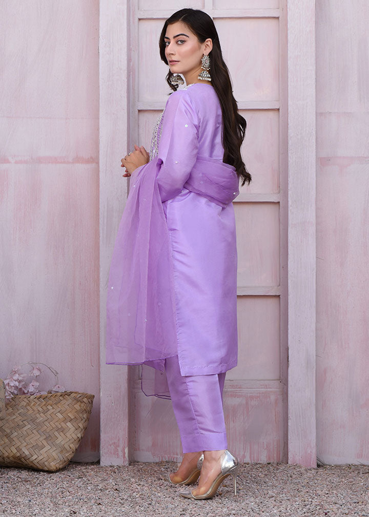 viscose thai silk Kurta Set in Lavender