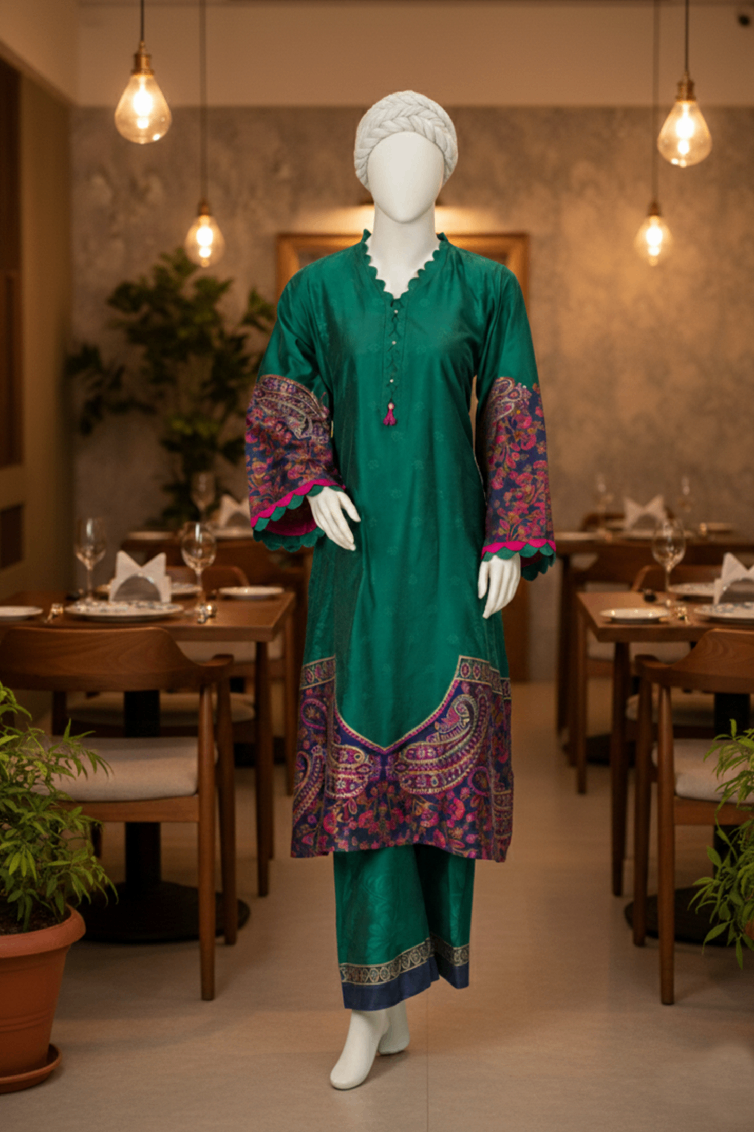 viscose Kurta Set in Green