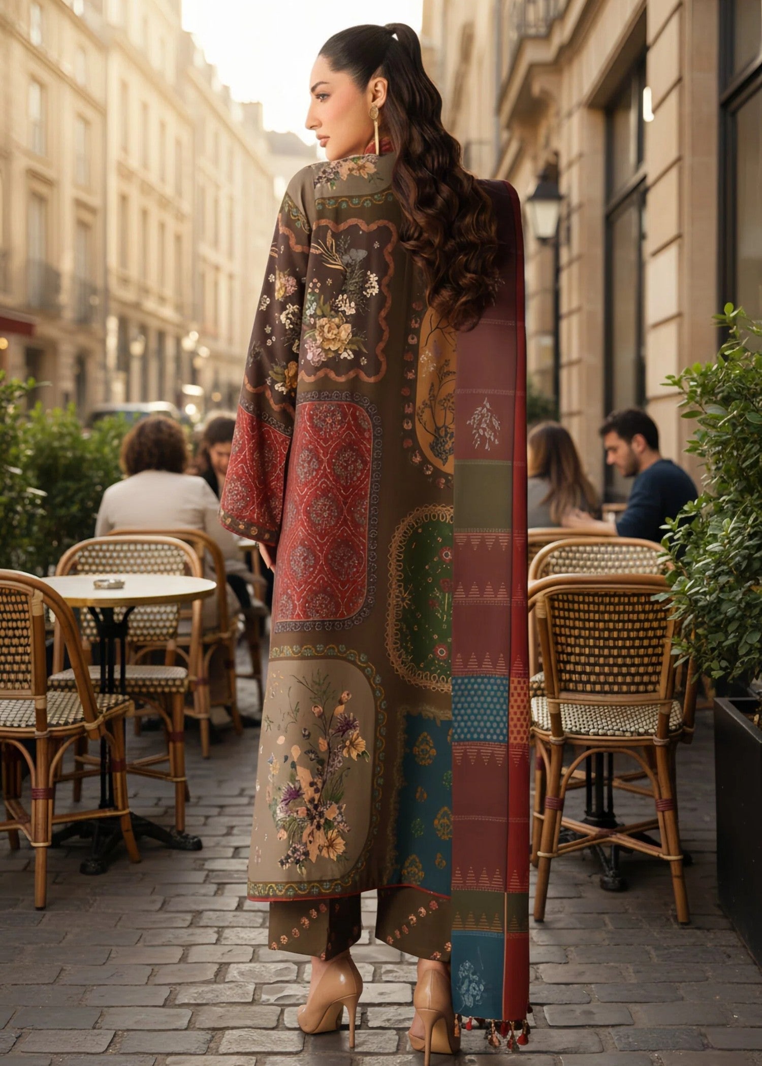 grip Kurta Set in Coffee brown