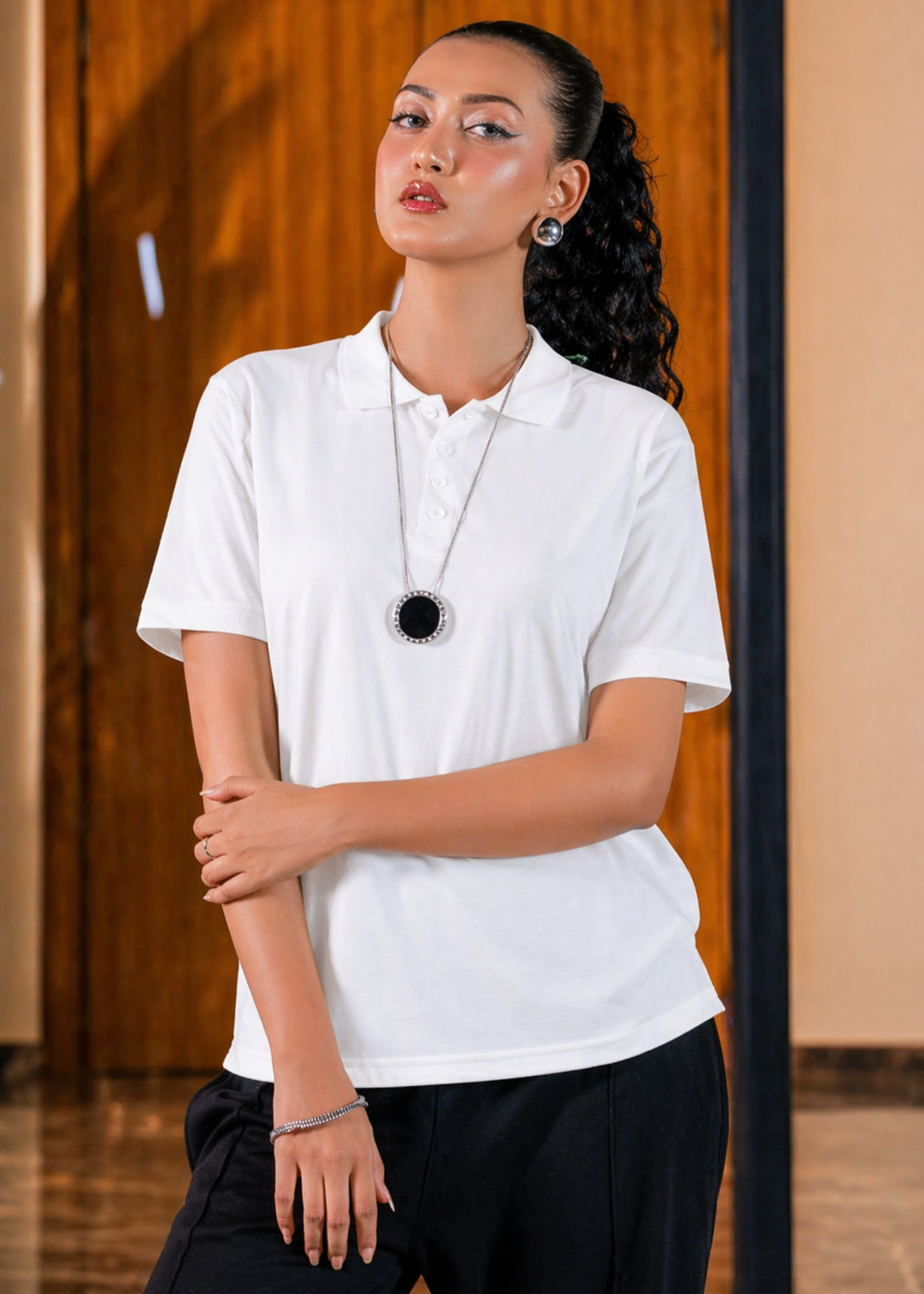 cotton Polo Shirt in White
