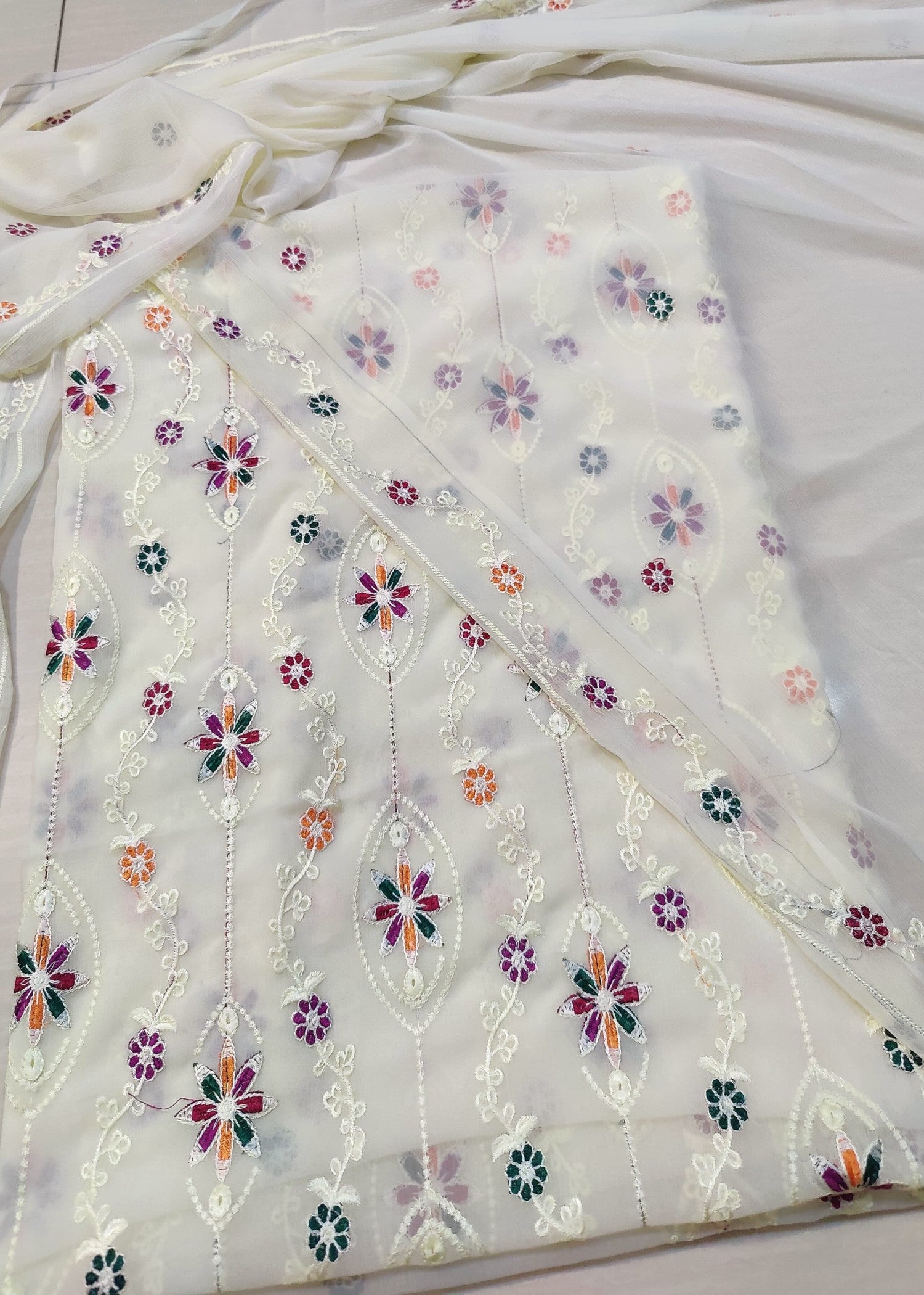 chiffon Unstitched in Antique white