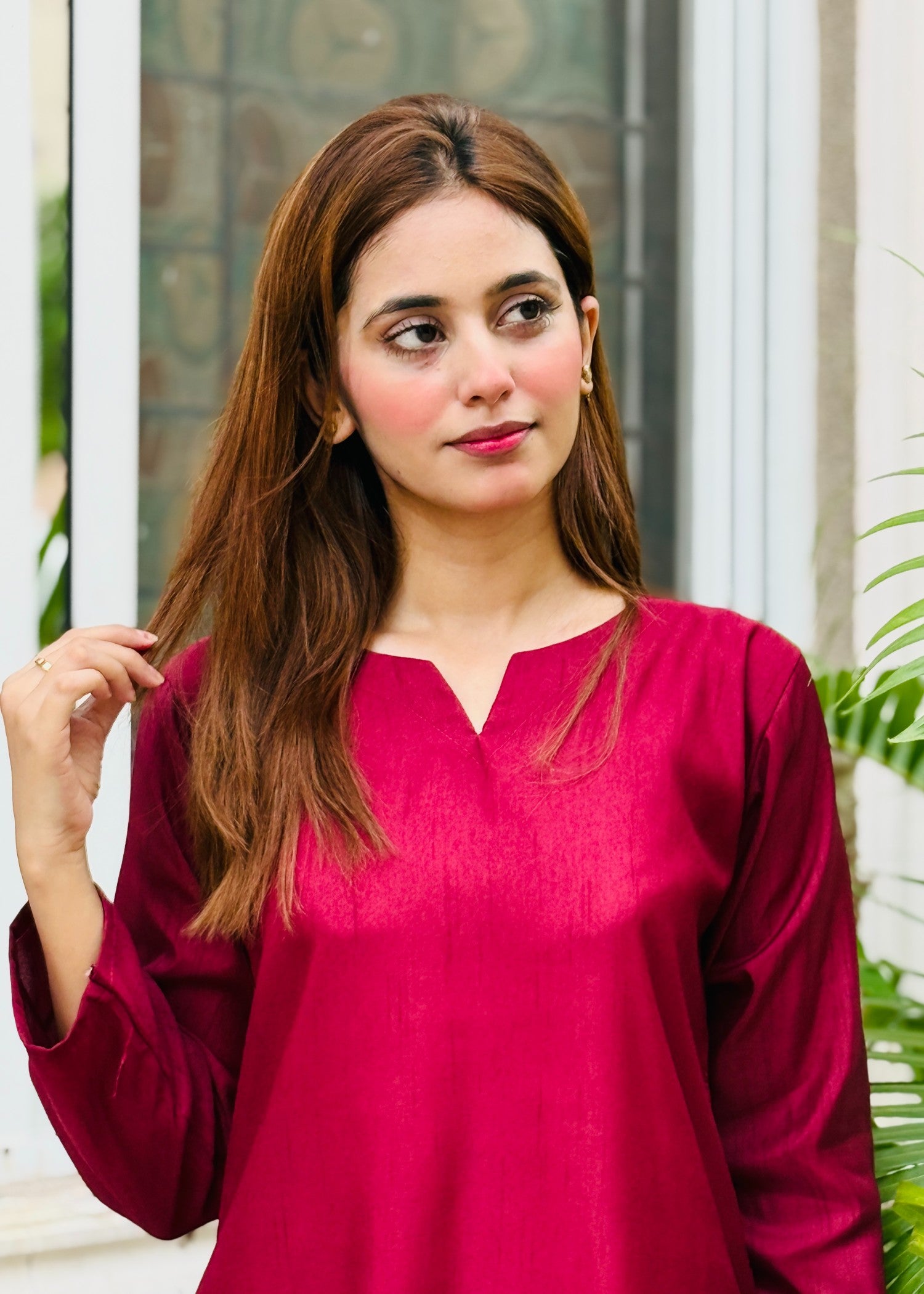 viscose raw silk Co Ord Sets in Maroon