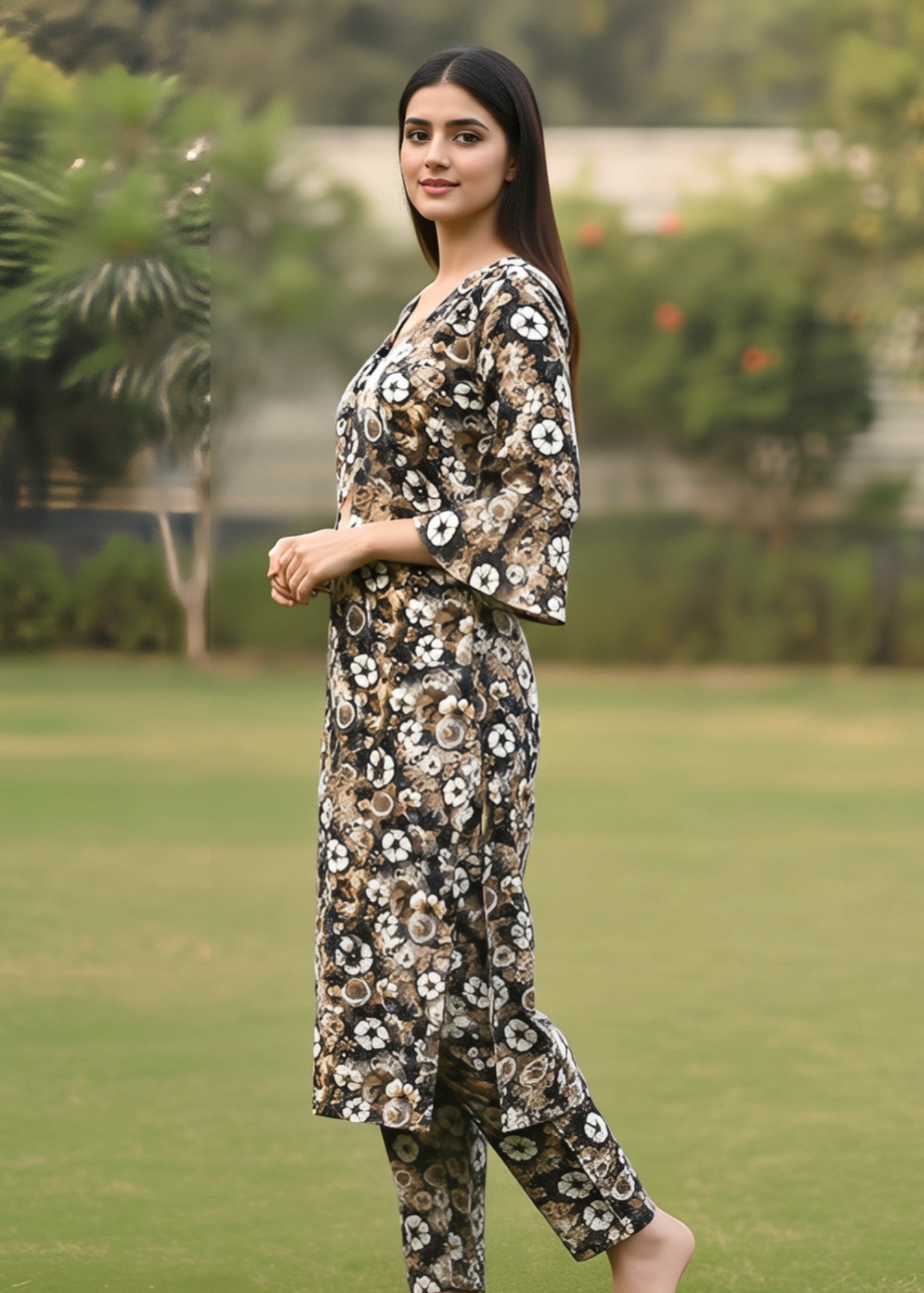 cotton Co Ord Sets in Black, multi