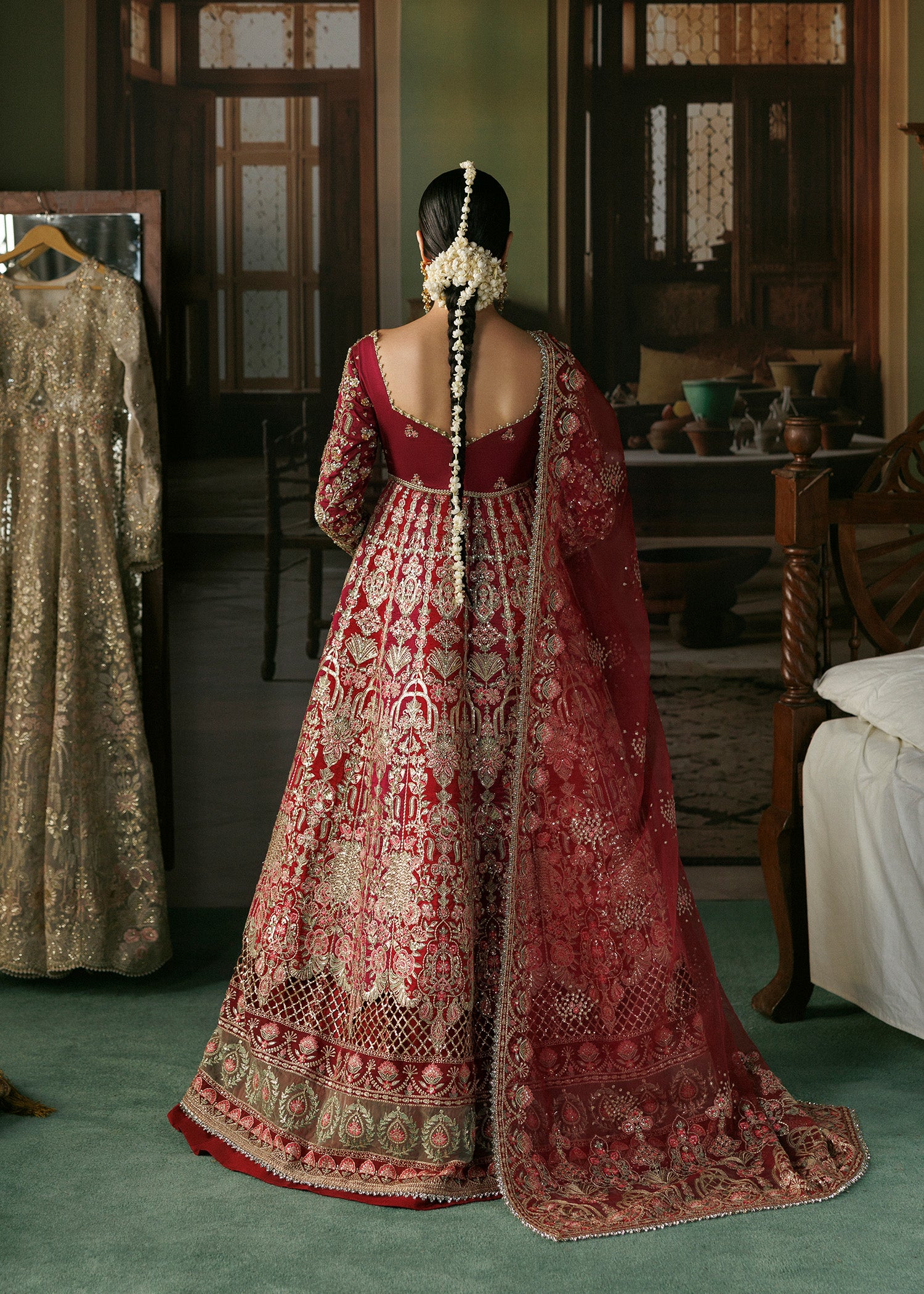 raw silk Unstitched in Blood red