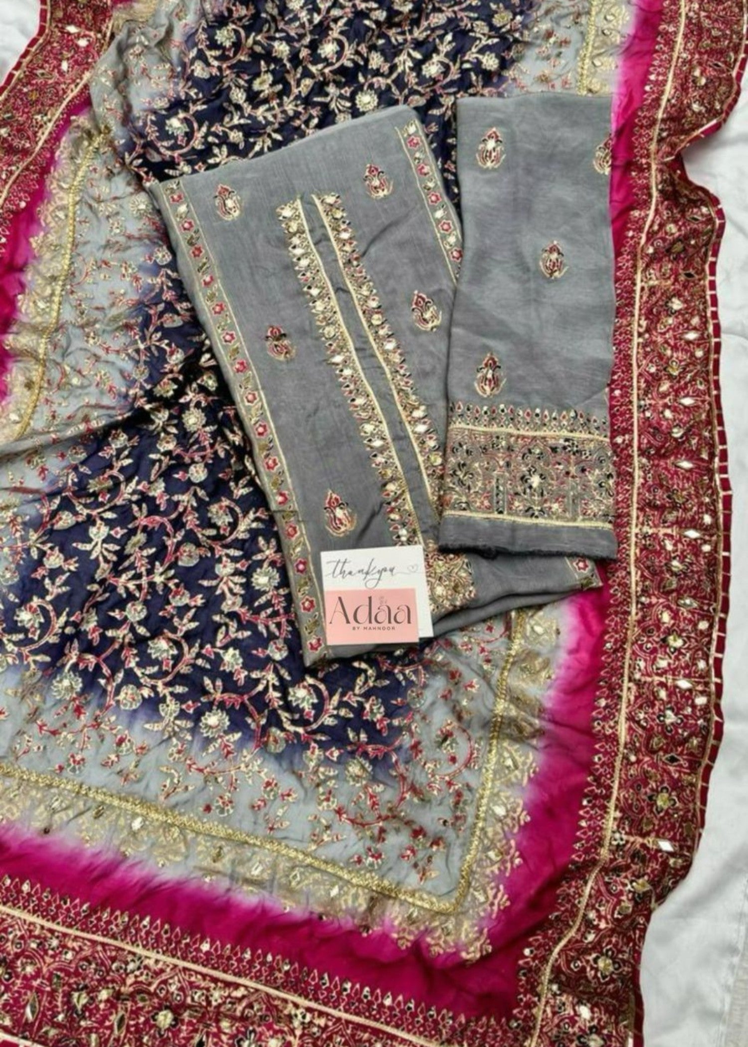 pk raw silk Unstitched in Grey