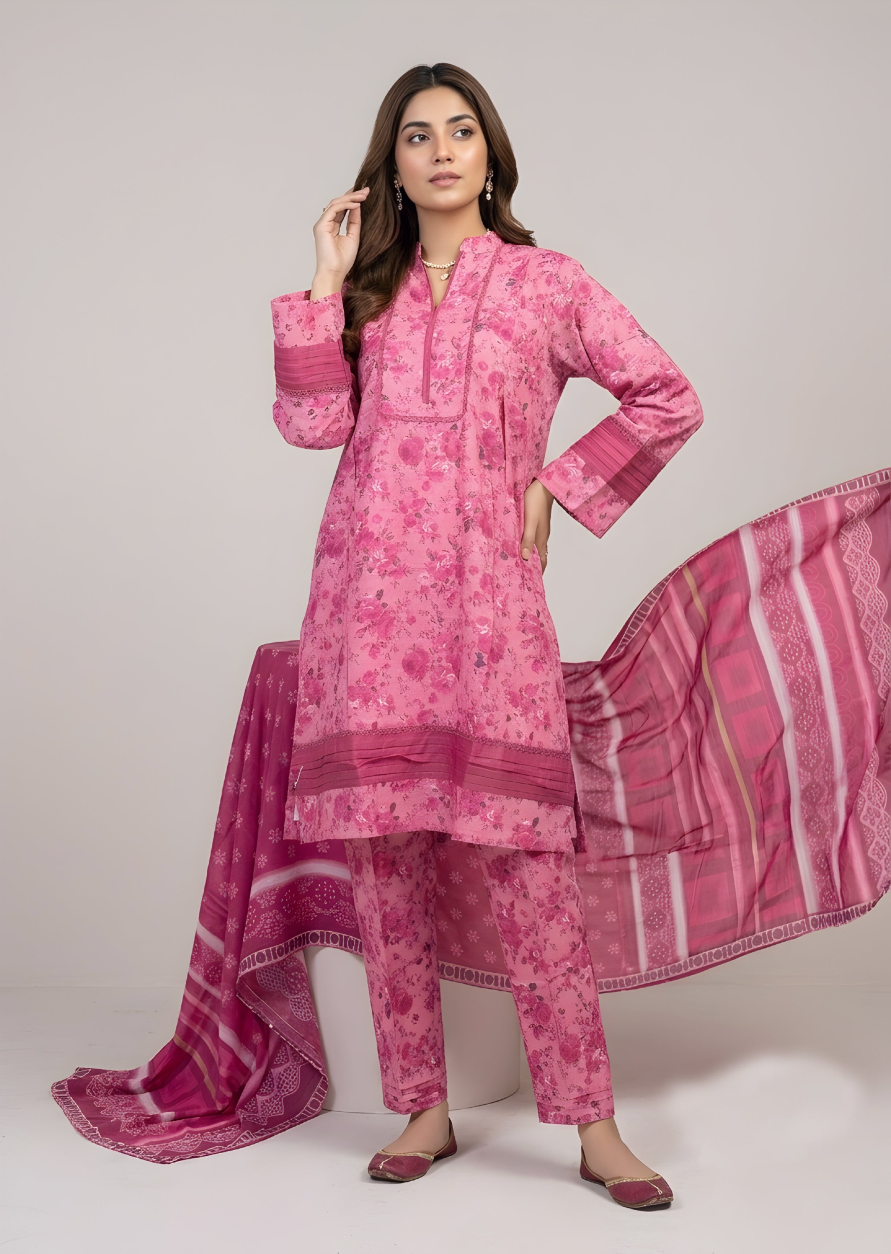 khaddar Kurta Set in Blush