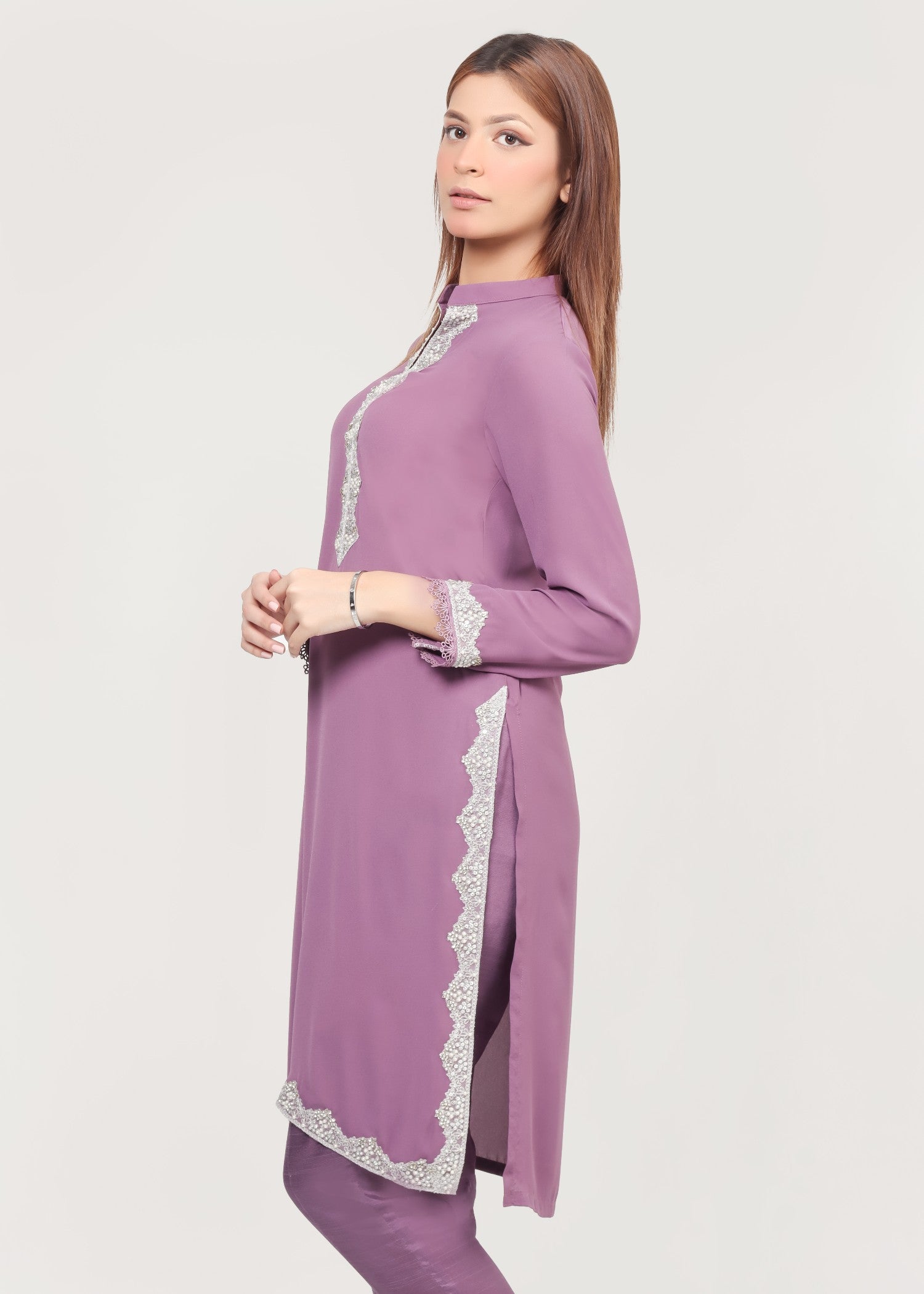 georgette Kurta Set in Mauve