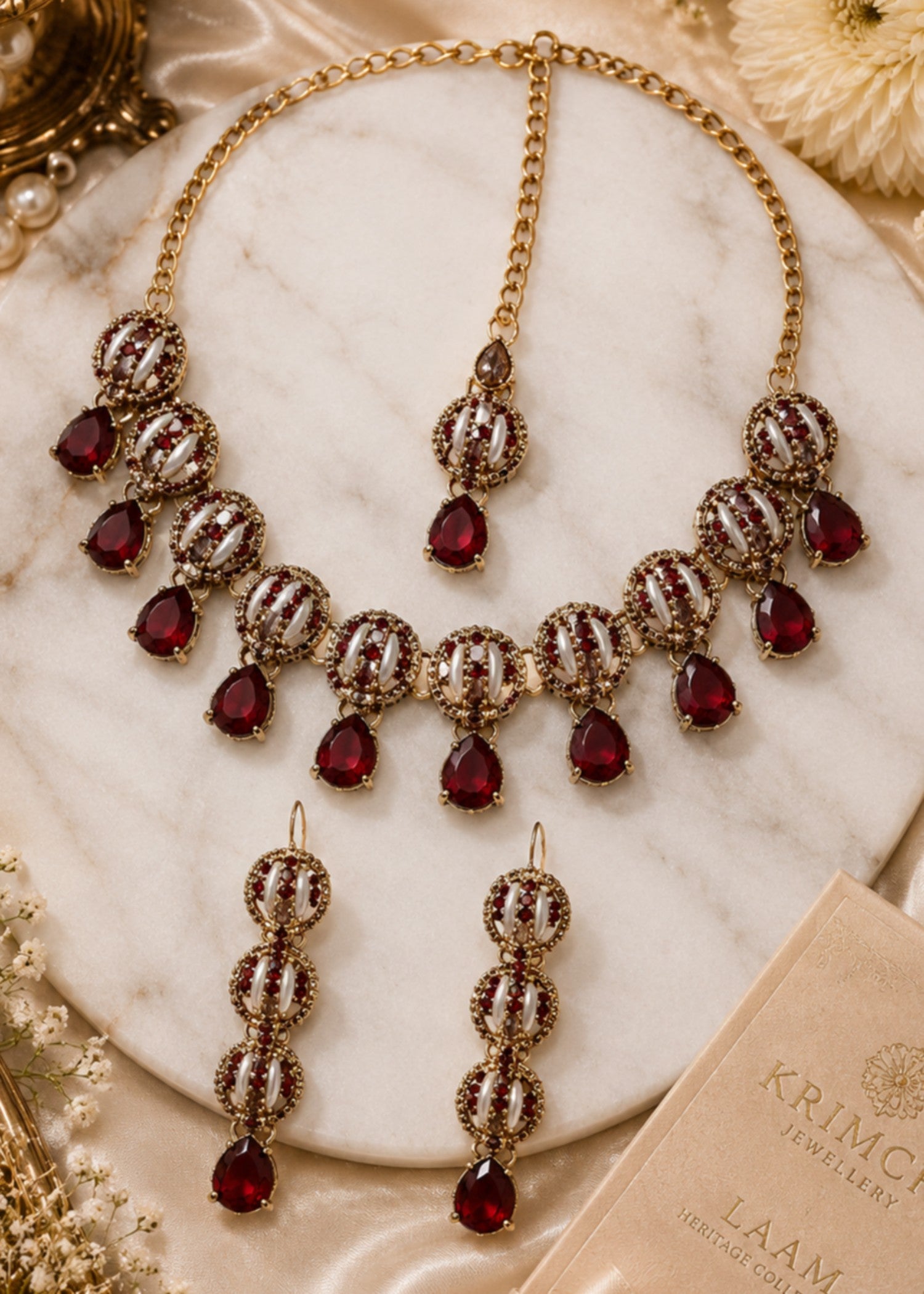 Jewelry Set in Maroon Color by - Trendy Women Jewelry Set HEN2524