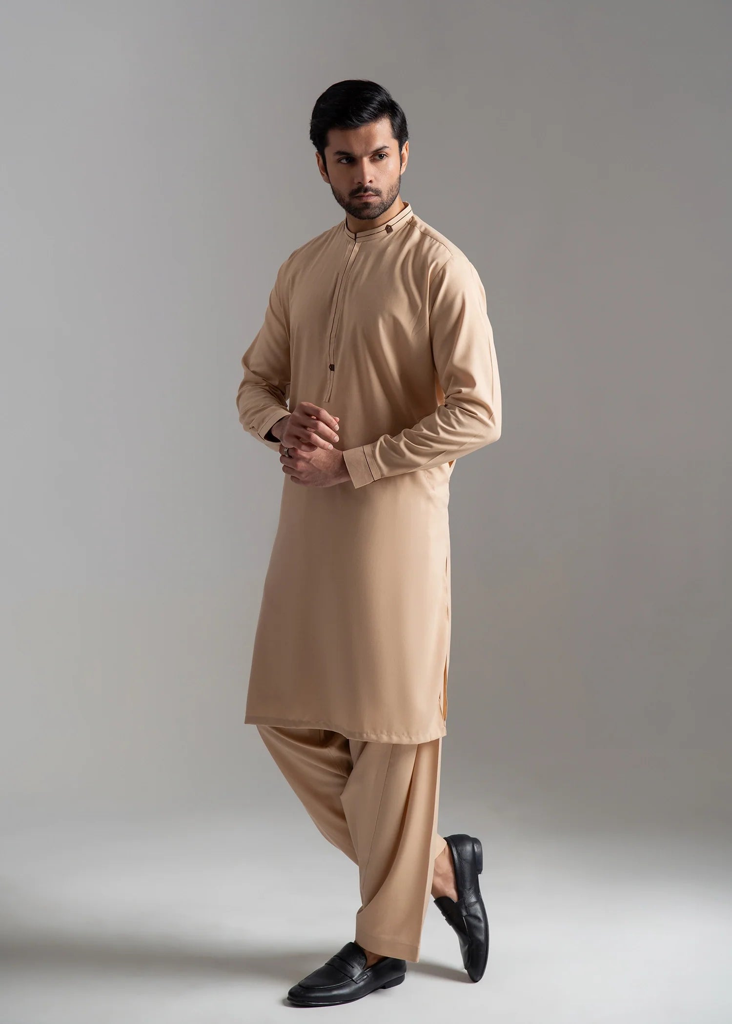 wash & wear Shalwar Kameez in Beige by Black Pearl