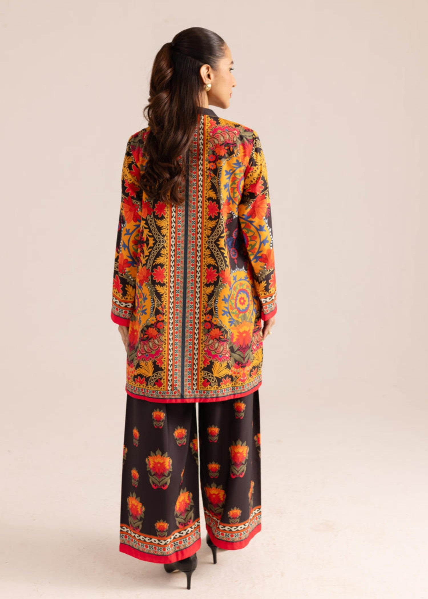 silk Kurta Set in Pumpkin orange