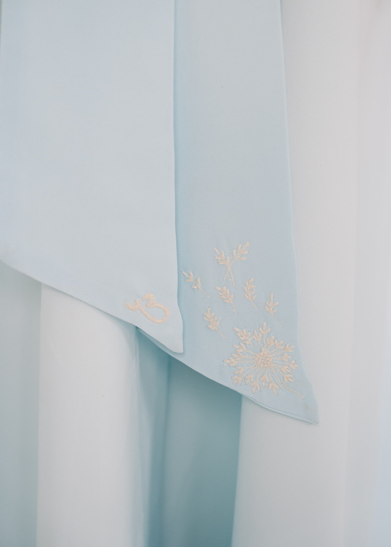 crepe Abaya in White, cloud blue