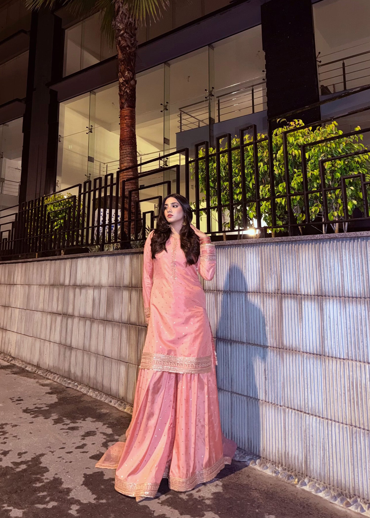 silk Sharara in Pink