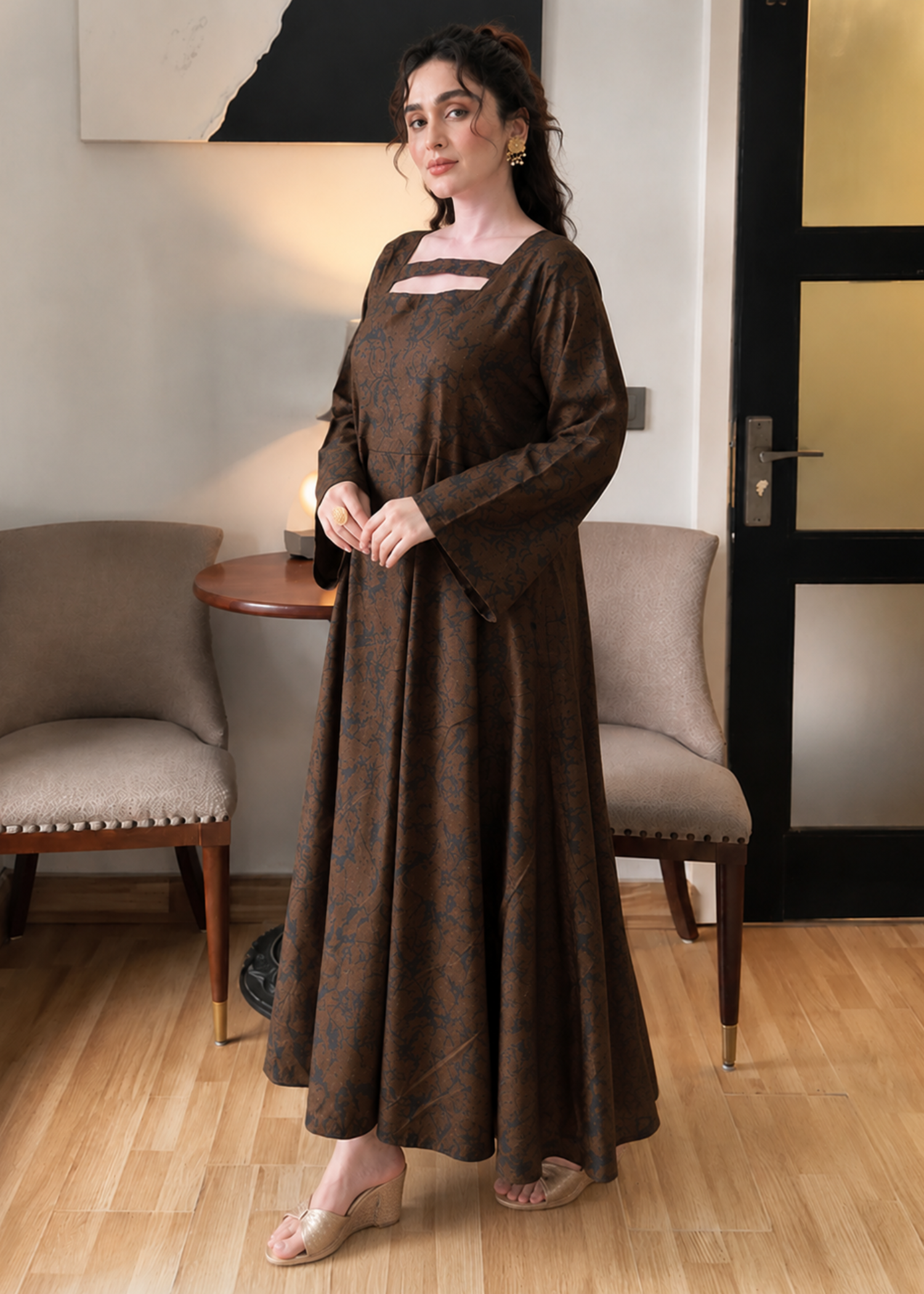 kattan silk Maxi in Espresso brown