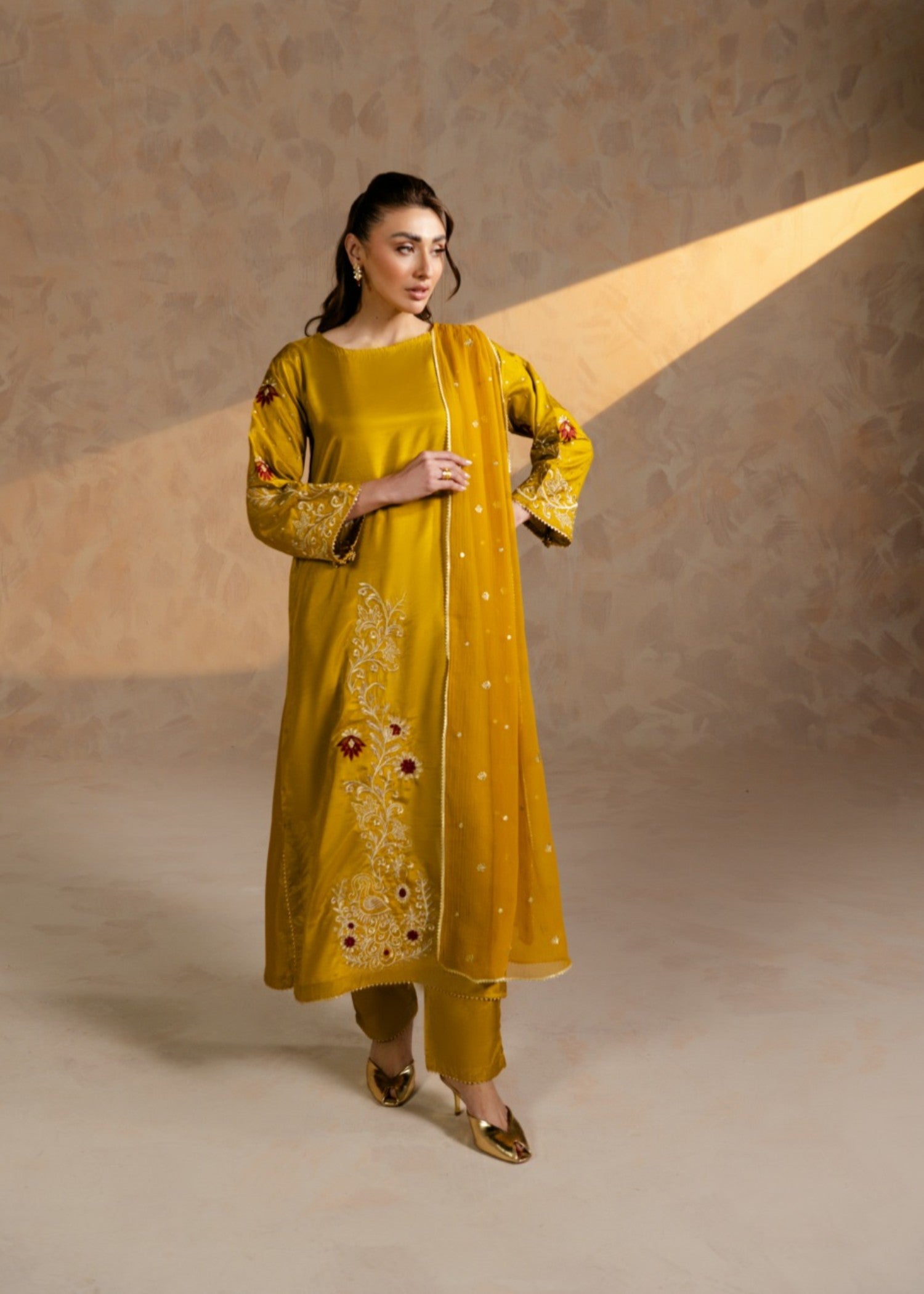 medium silk Kurta Set in Mustard