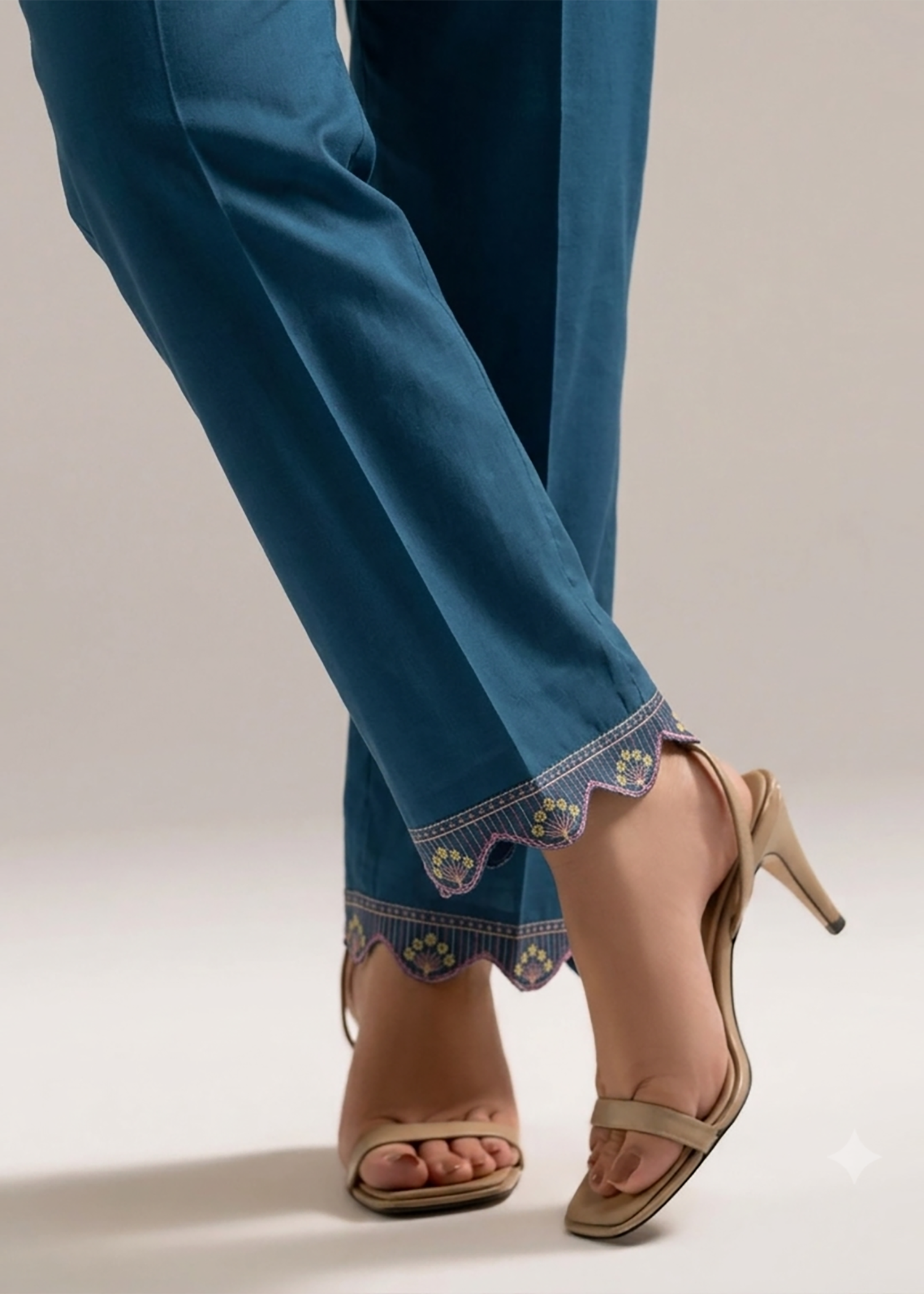 poly lawn Trousers in Steel teal