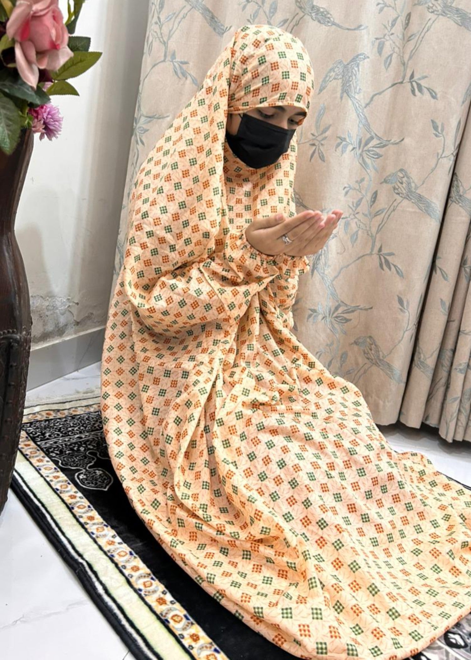 cotton linen Chaddar in Light yellow