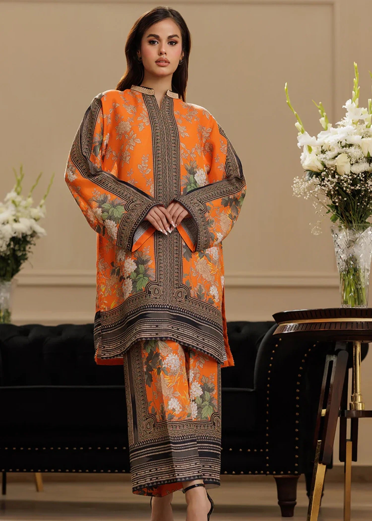 silk Co Ord Sets in Orange