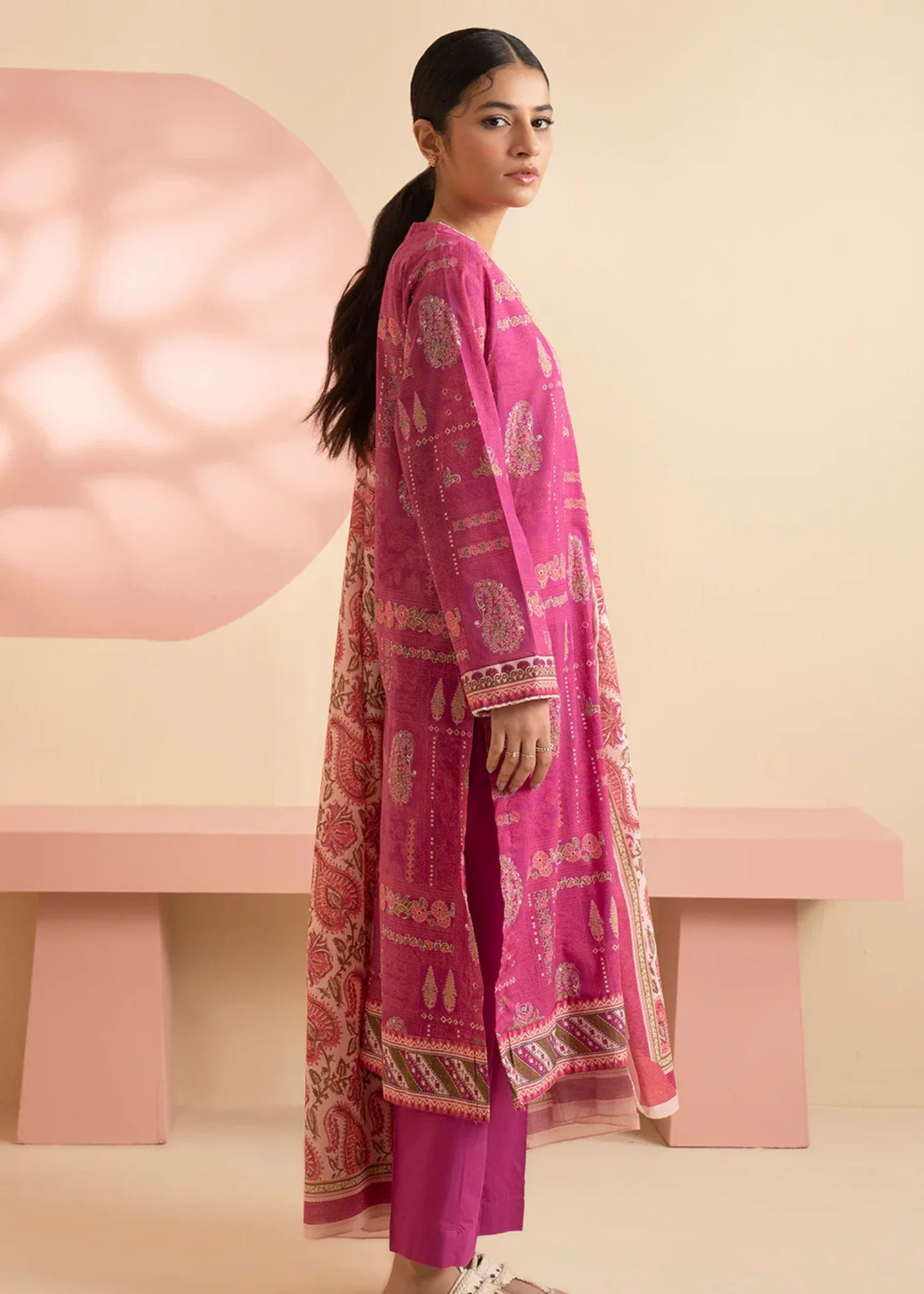 lawn Angrakha in Magenta
