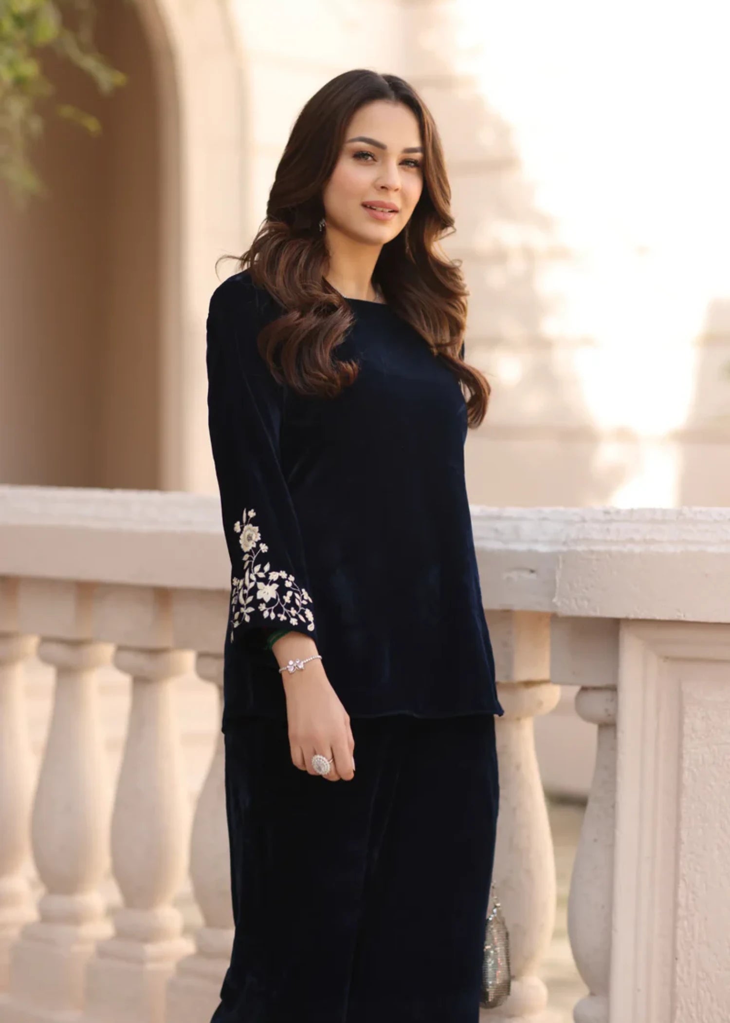velvet Co Ord Sets in Navy blue