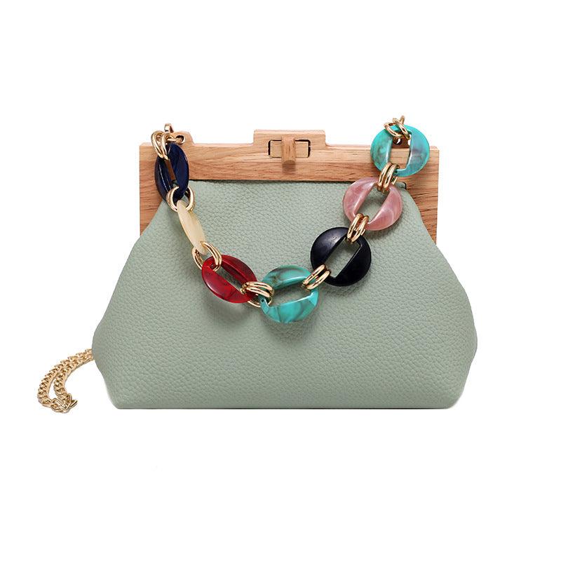 Colorful disc acrylic chain women's shoulder bag