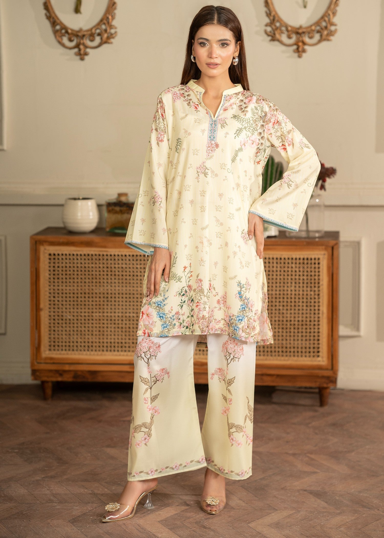 crepe Co Ord Sets in Light yellow
