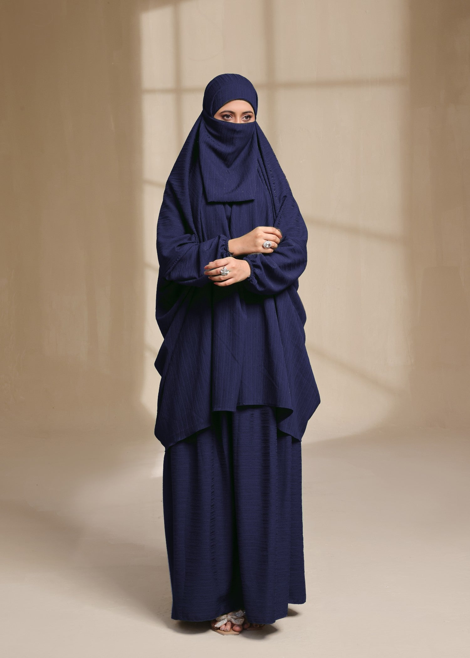 georgette Jilbab in Navy blue
