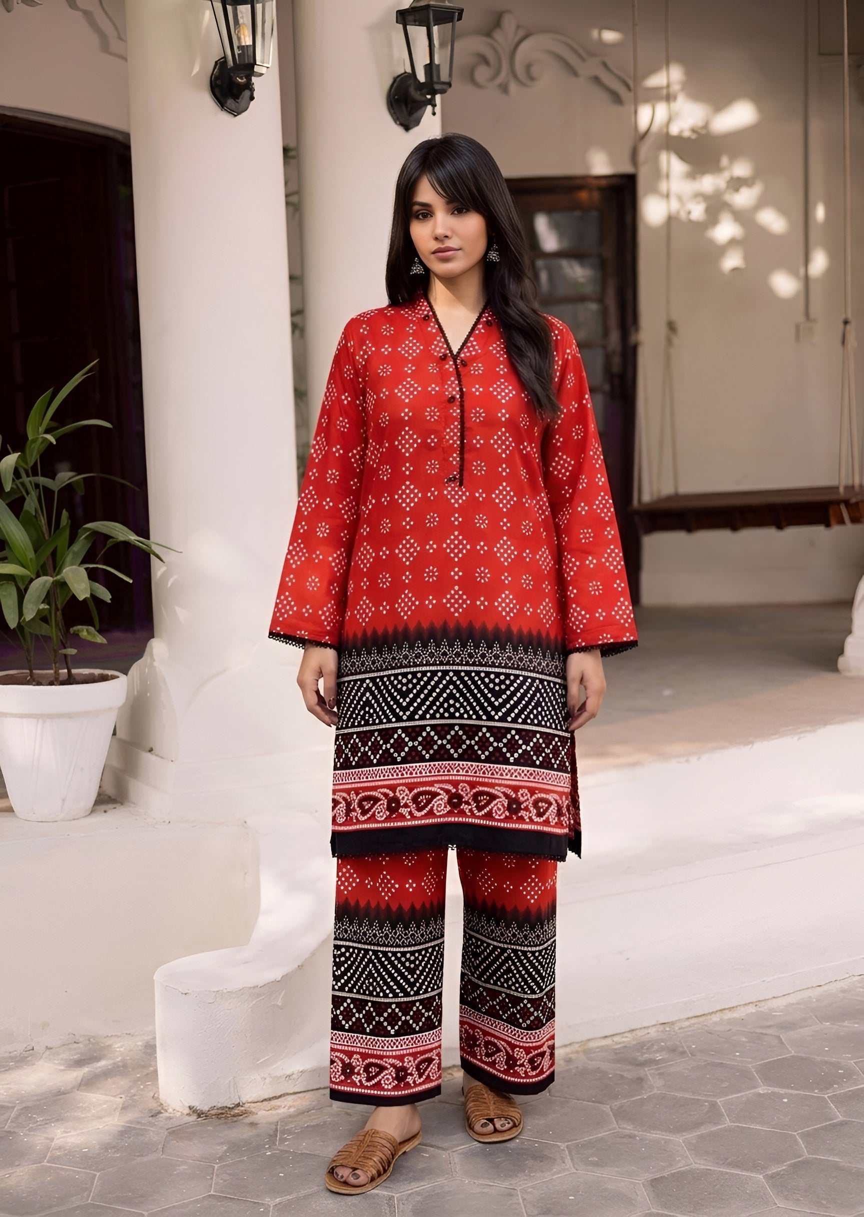 cambric Co Ord Sets in Crimson