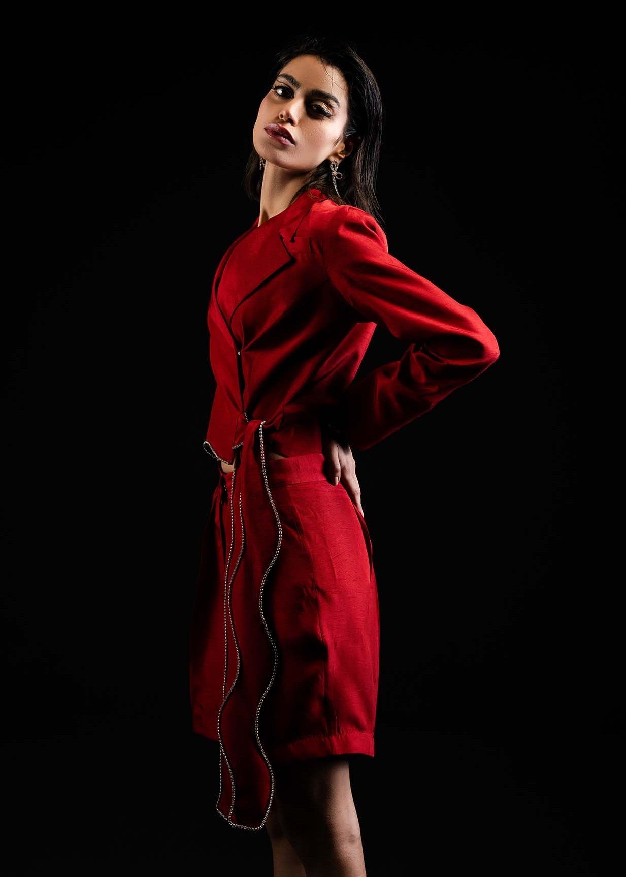 raw silk Co Ord Sets in Red