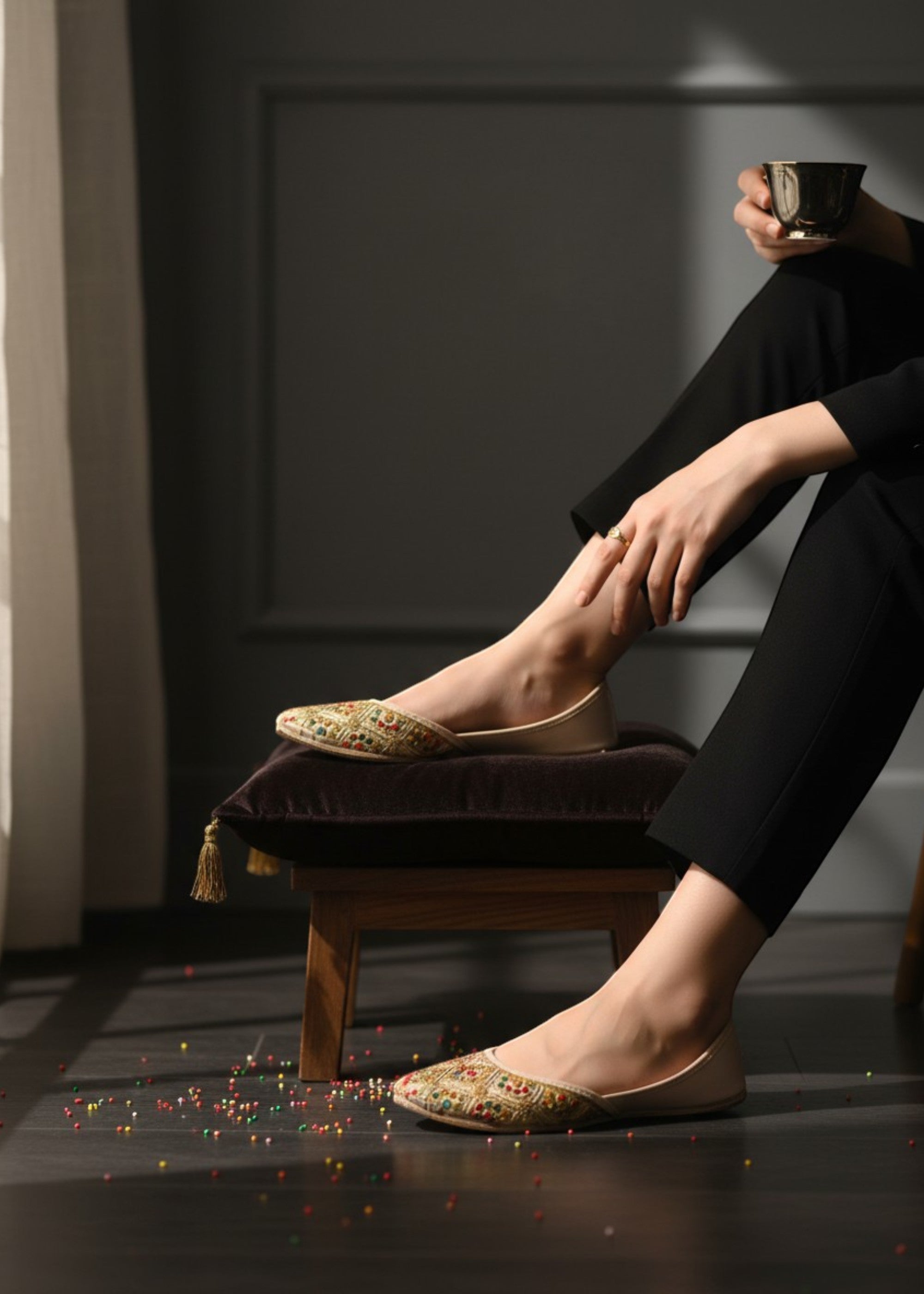 Khussa in Beige by - High Quality Women Khussa NYC1712