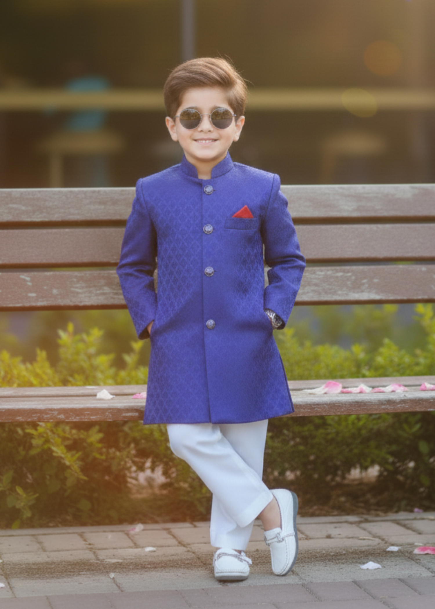 jamawar Sherwani in Blue