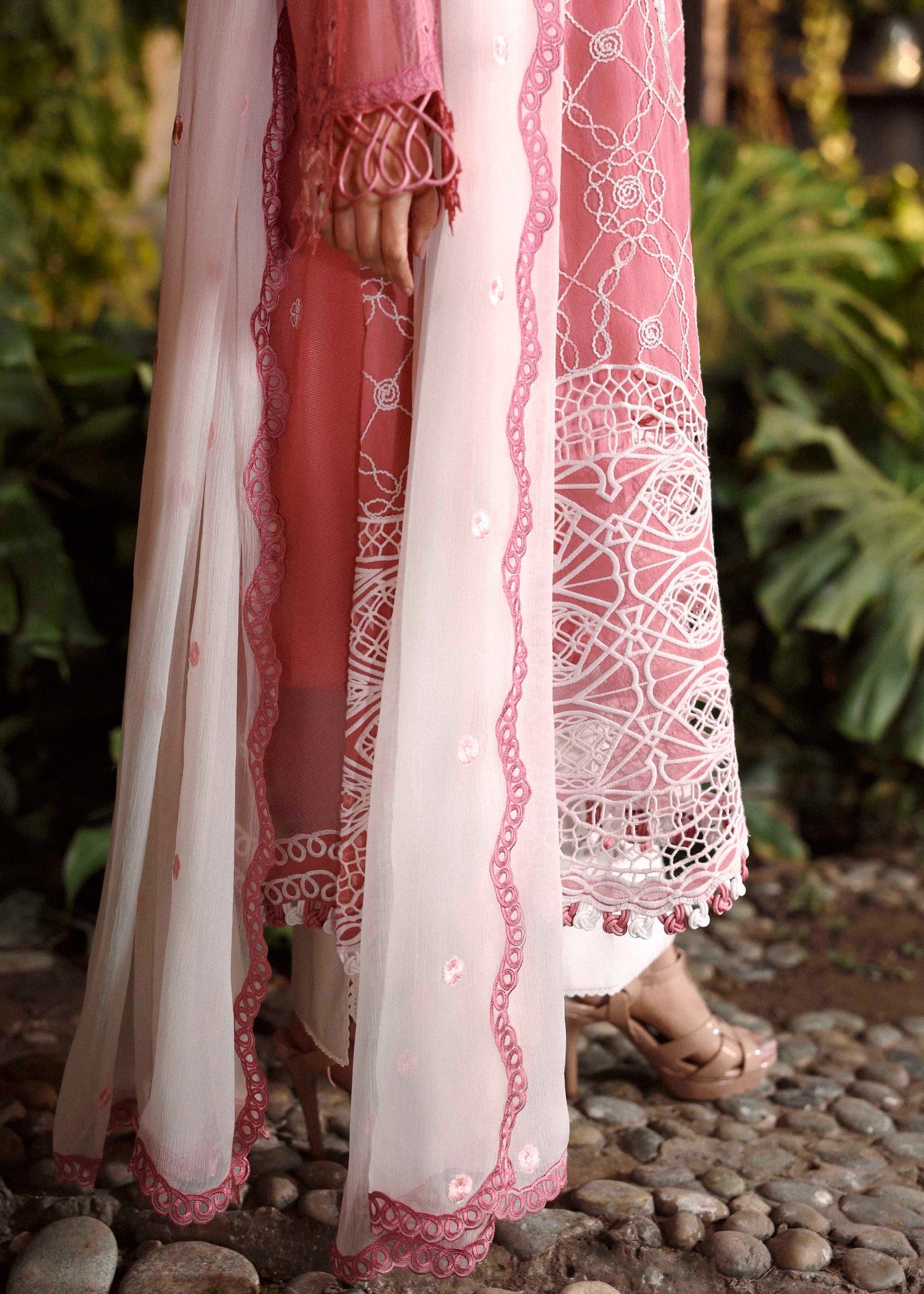 swiss voil Unstitched in Tea rose pink