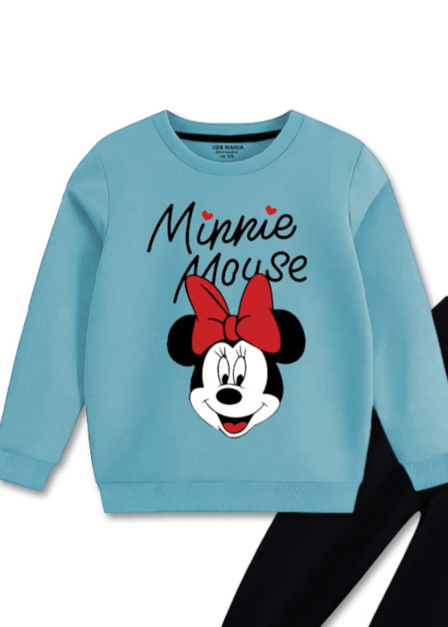 fleece Sweatshirt in Black, light blue
