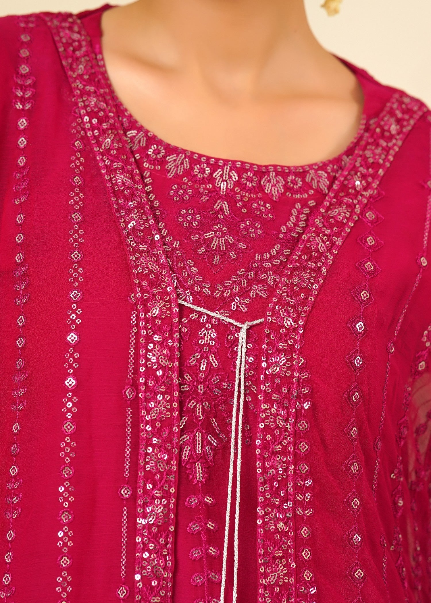 chiffon Gown in Hot pink