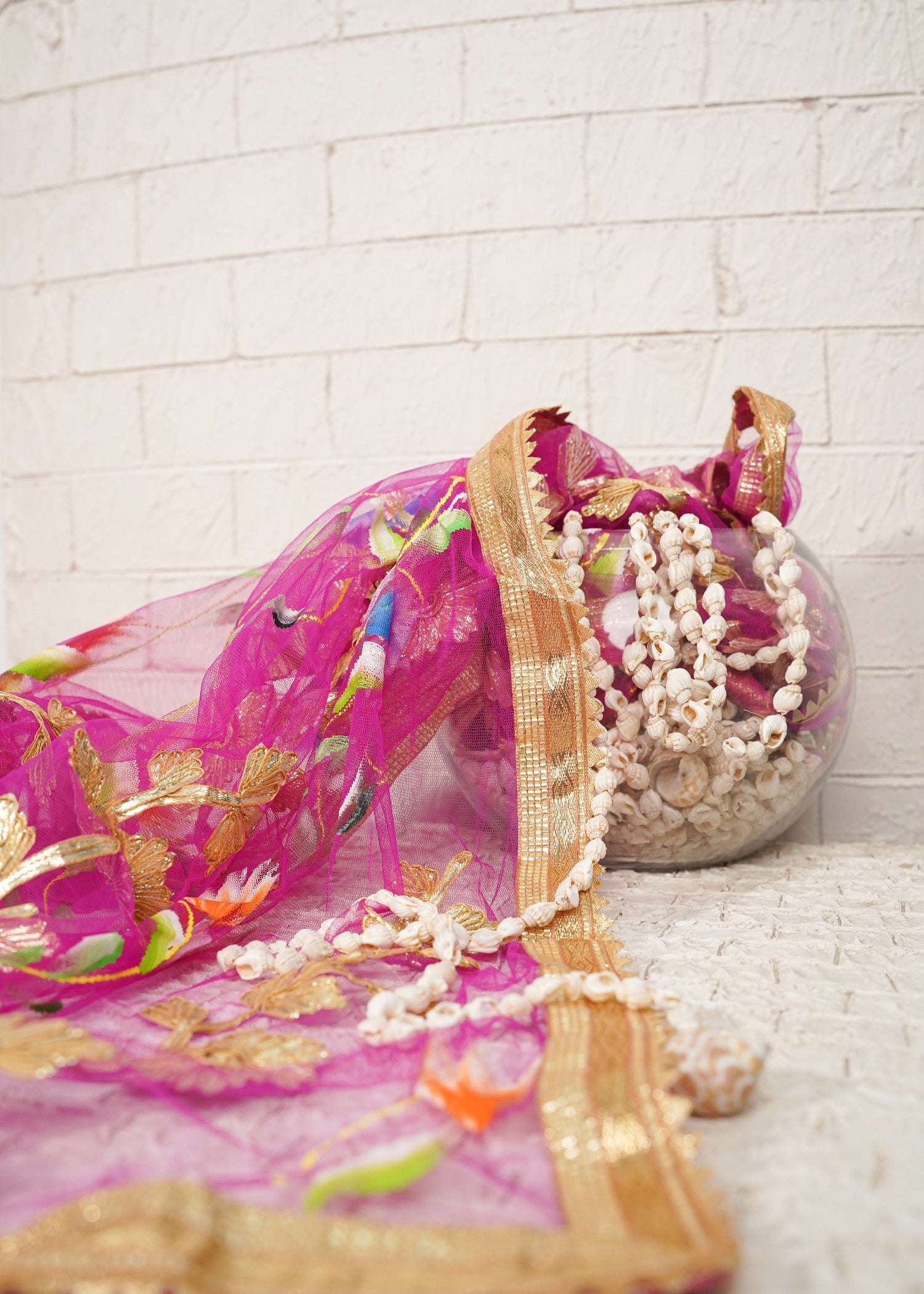 Dupatta in Shocking pink