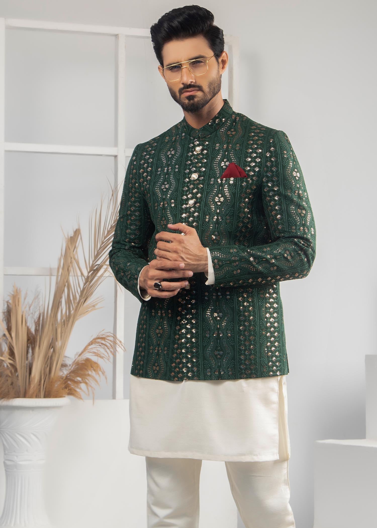 satin Prince Coat in Green