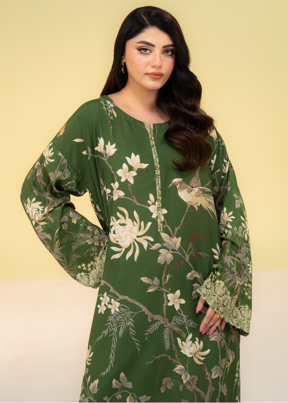 poly lawn Kaftan in Olive green