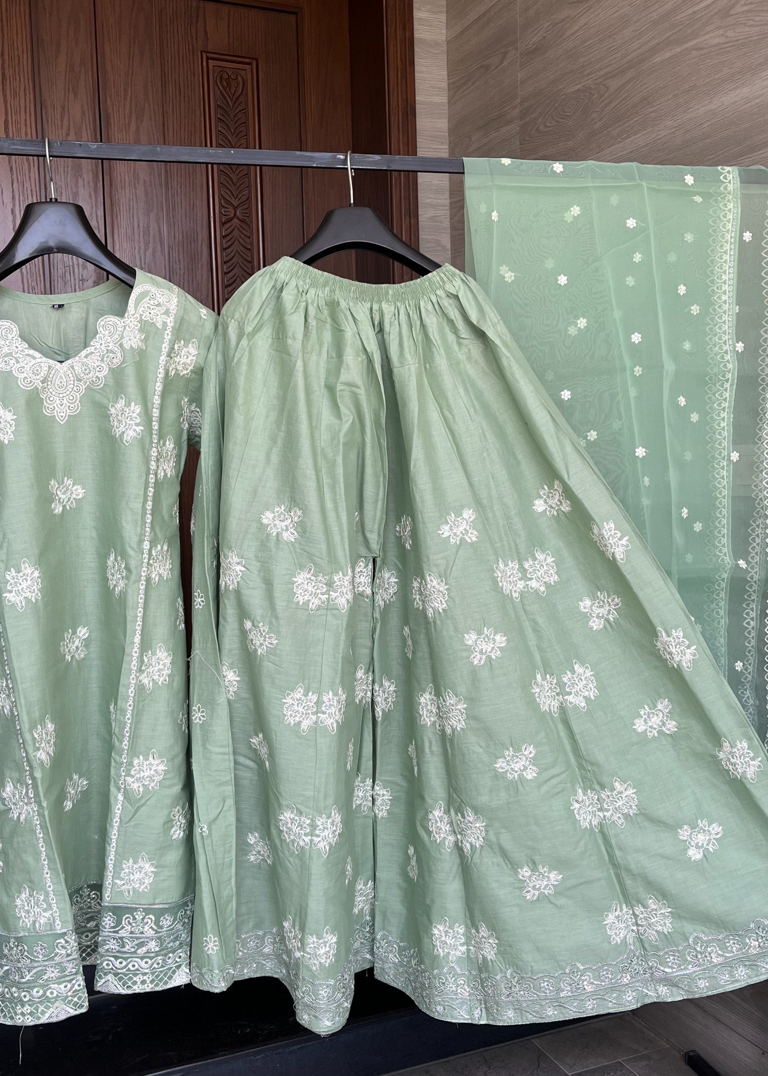 cotton Sharara in Mint green